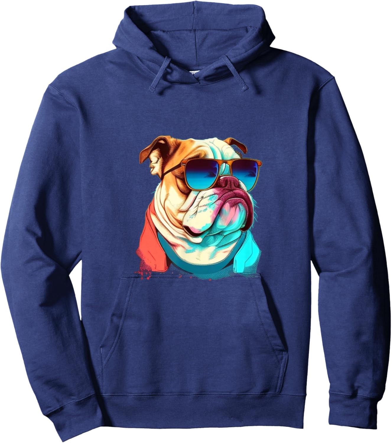 Funny English Bulldog with Sunglasses Hoodie - Hoodie | Navy