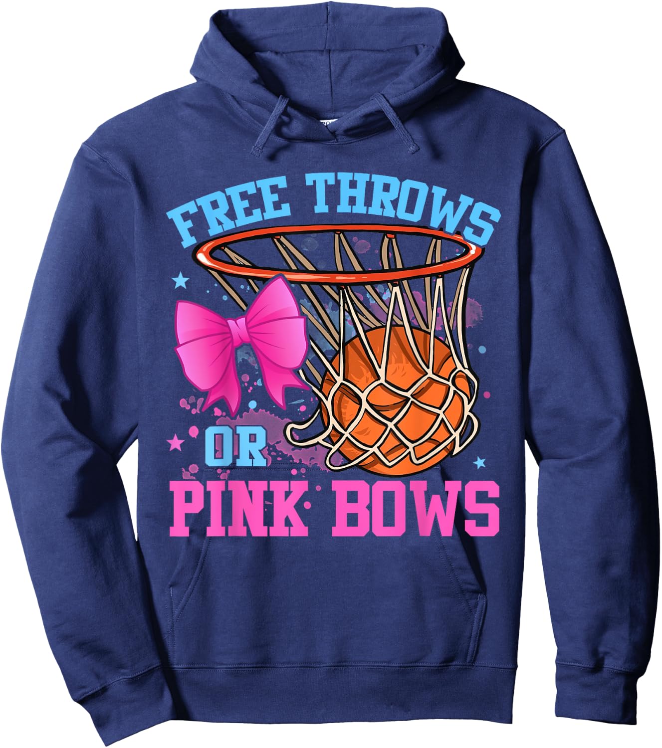 Free Throws or Pink Bows Pregnancy Pink or Blue Hoodie - Hoodie | Navy