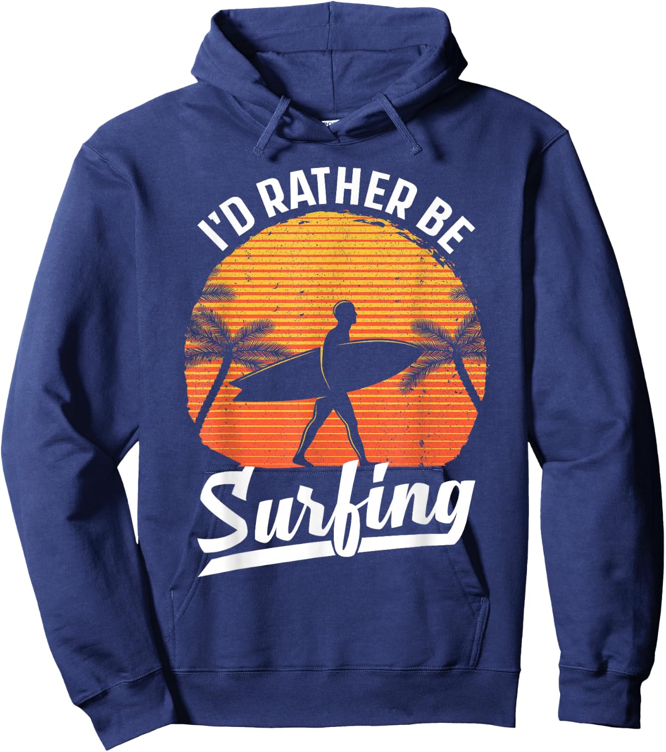 Cool Surf Art Women Surfing Retro Surfer Sunset Hoodie - Hoodie | Navy