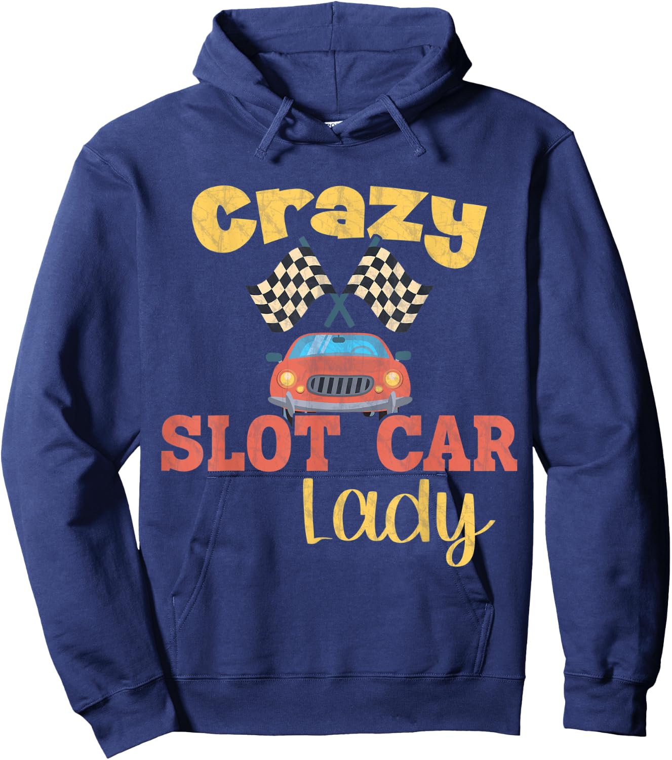 Crazy Slot Car Lady / Slot Car Hoodie - Hoodie | Navy
