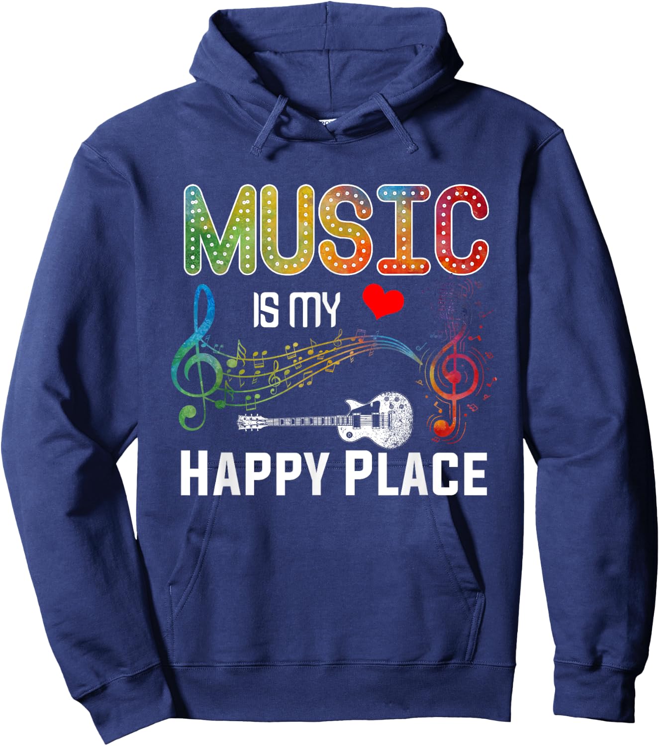 Music Is My Happy Place Inspiring Music Novelty Hoodie - Hoodie | Navy