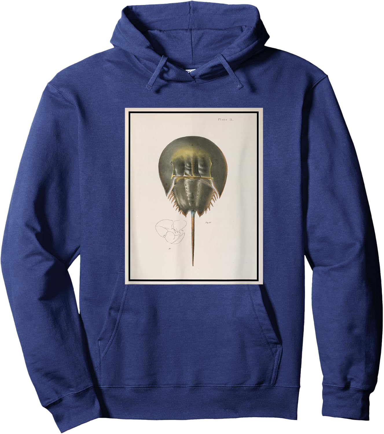 Vintage Horseshoe Crab Illustration (1844) Hoodie - Hoodie | Navy