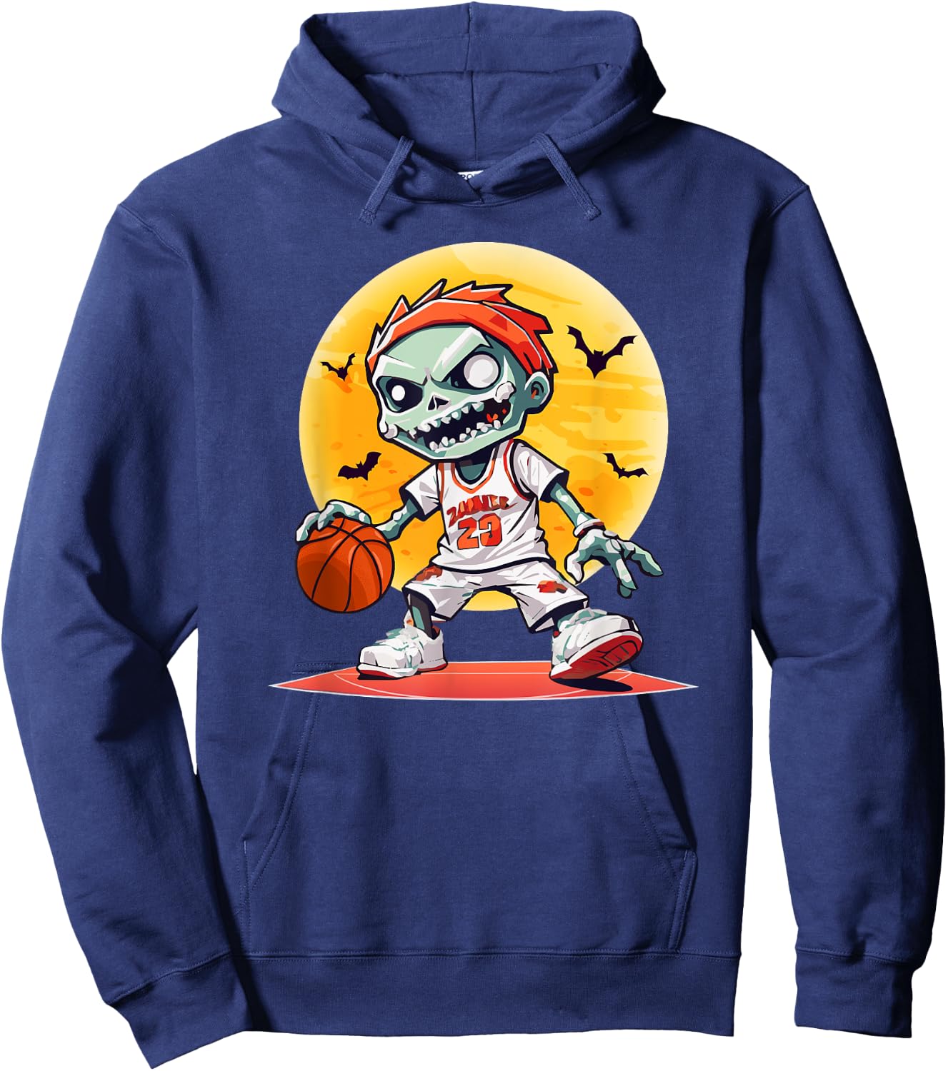 Basketball Zombie Scary Halloween Basketball Hoodie - Hoodie | Navy