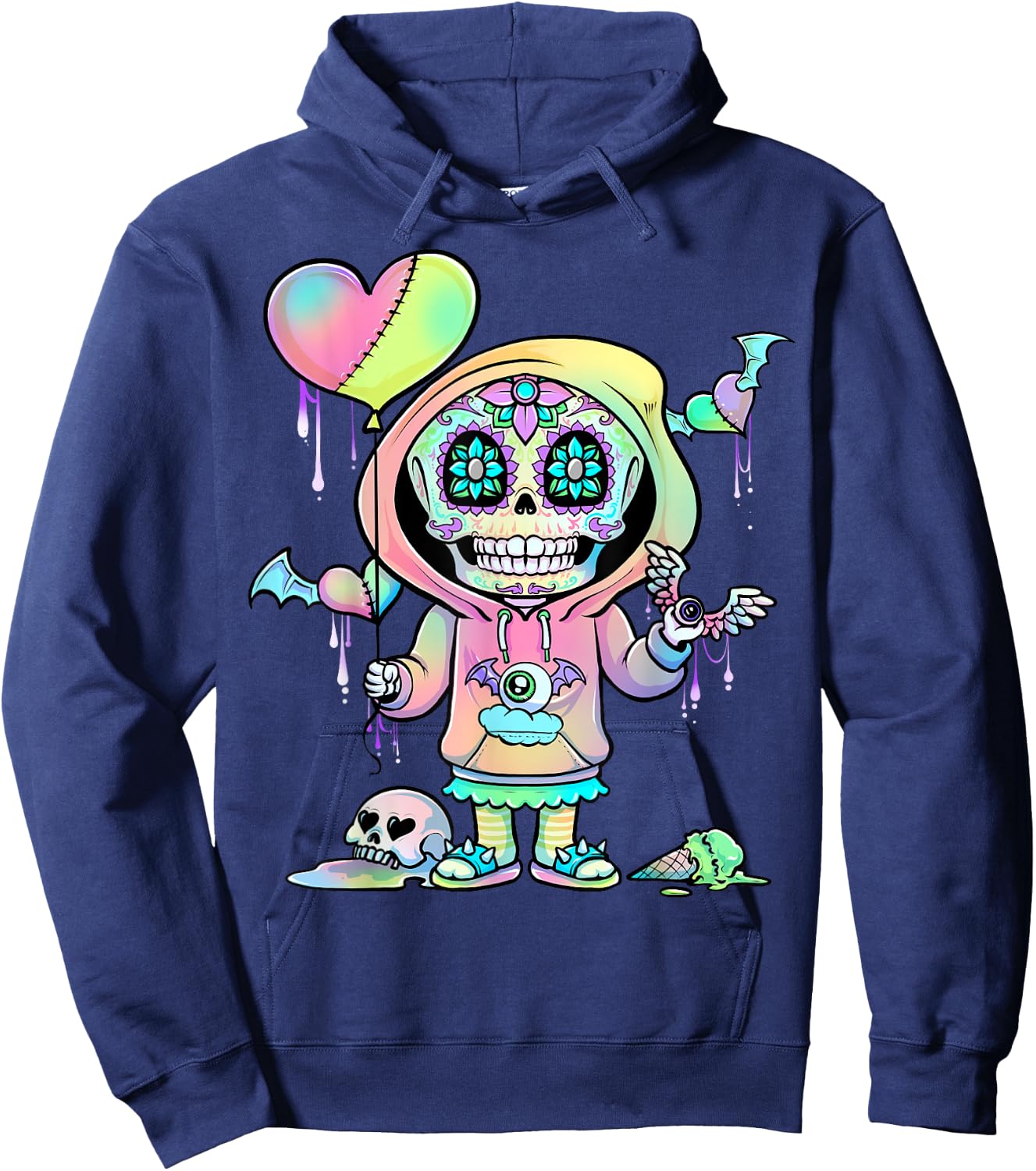 Pastel Goth Menhera Nu Goth Kawaii Hoodie - Hoodie | Navy