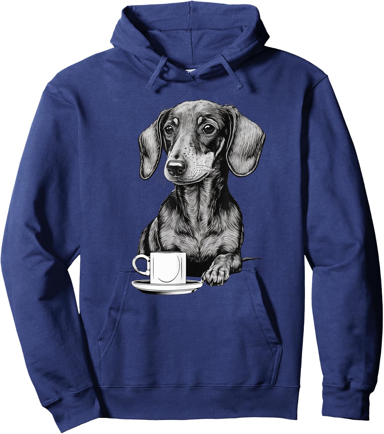 Dachshund Puppy Wiener with Coffee Hoodie - Hoodie | Navy