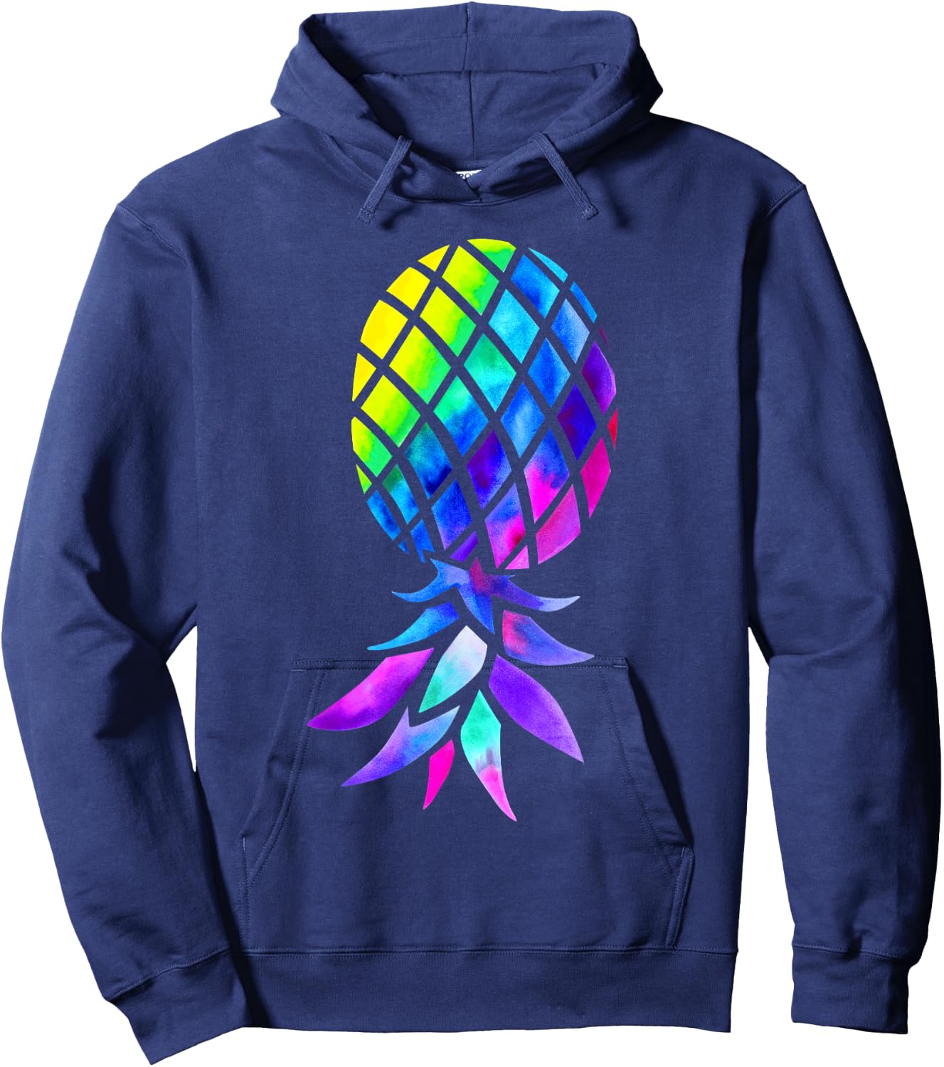 Colourful Inverted Pineapple Swinger Polyamory Hoodie - Hoodie | Navy