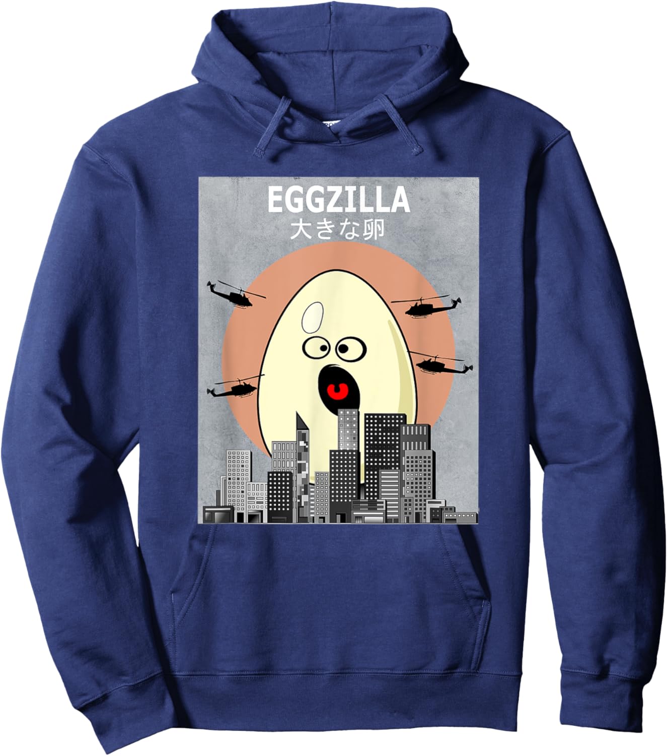 Eggzilla Chicken Egg Funny Hoodie - Hoodie | Navy