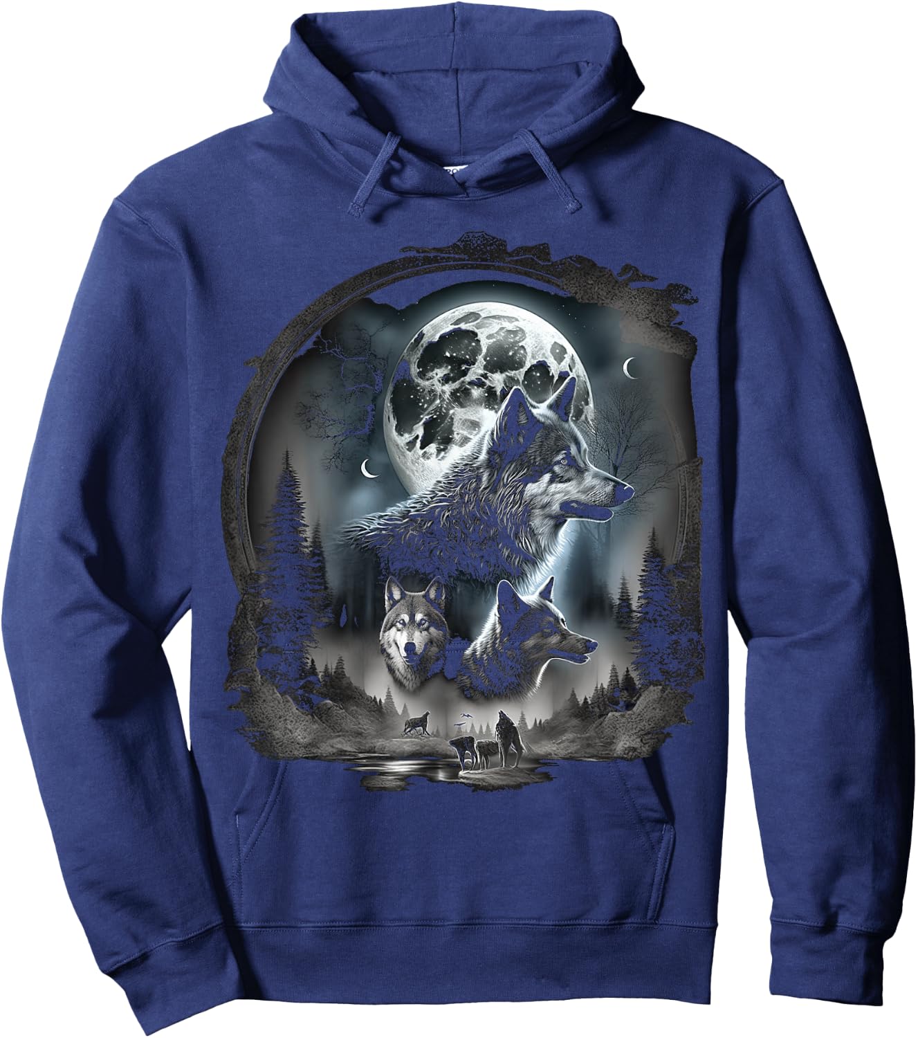 Wolves howling at moon wolf wild animal Hoodie - Hoodie | Navy