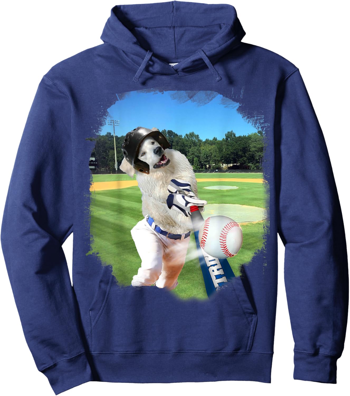 Golden Retriever Dog Playing Baseball Hoodie - Hoodie | Navy