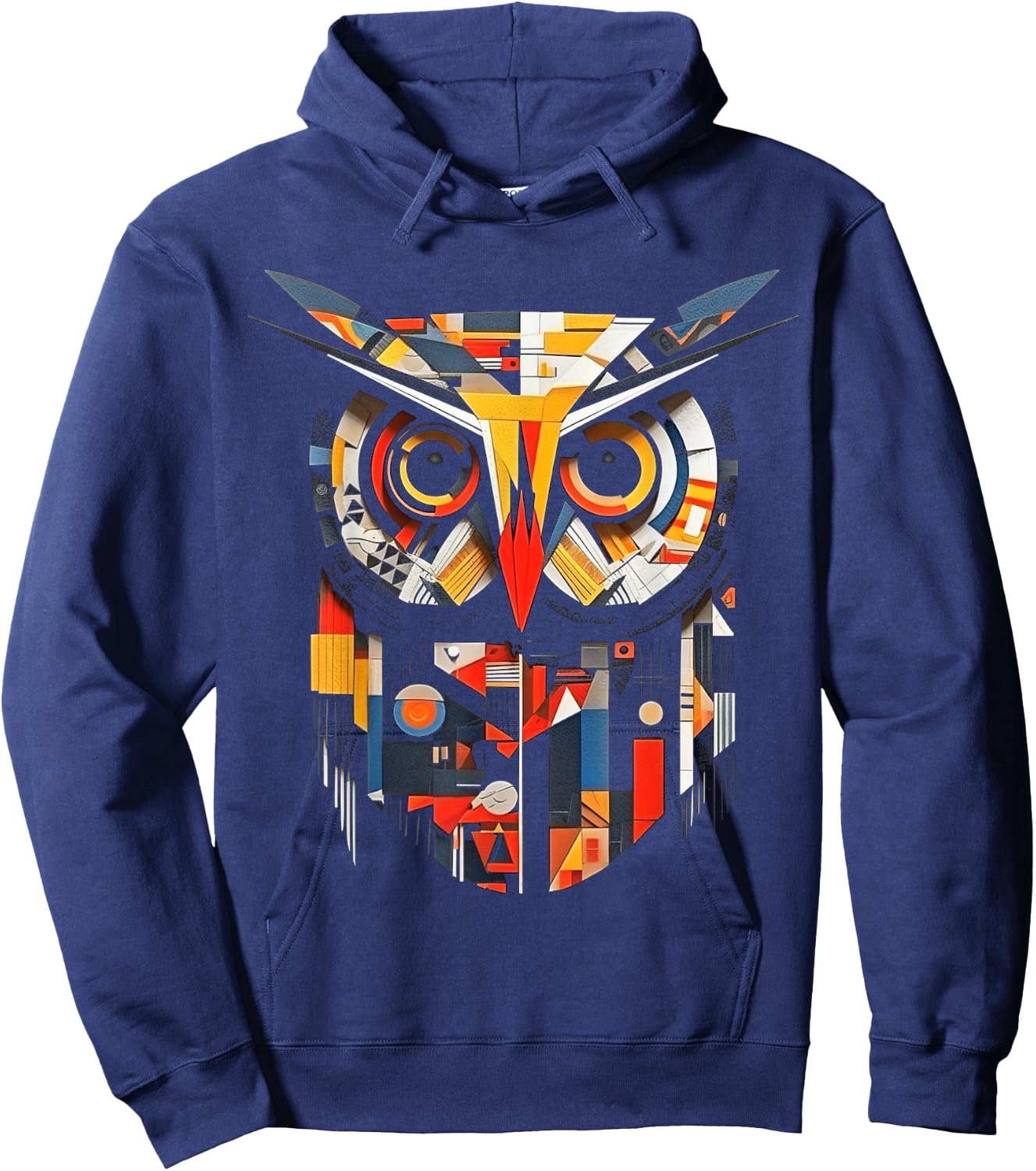 Owl Lover Artwork | Colorful Animal Motif Owl Hoodie - Hoodie | Navy