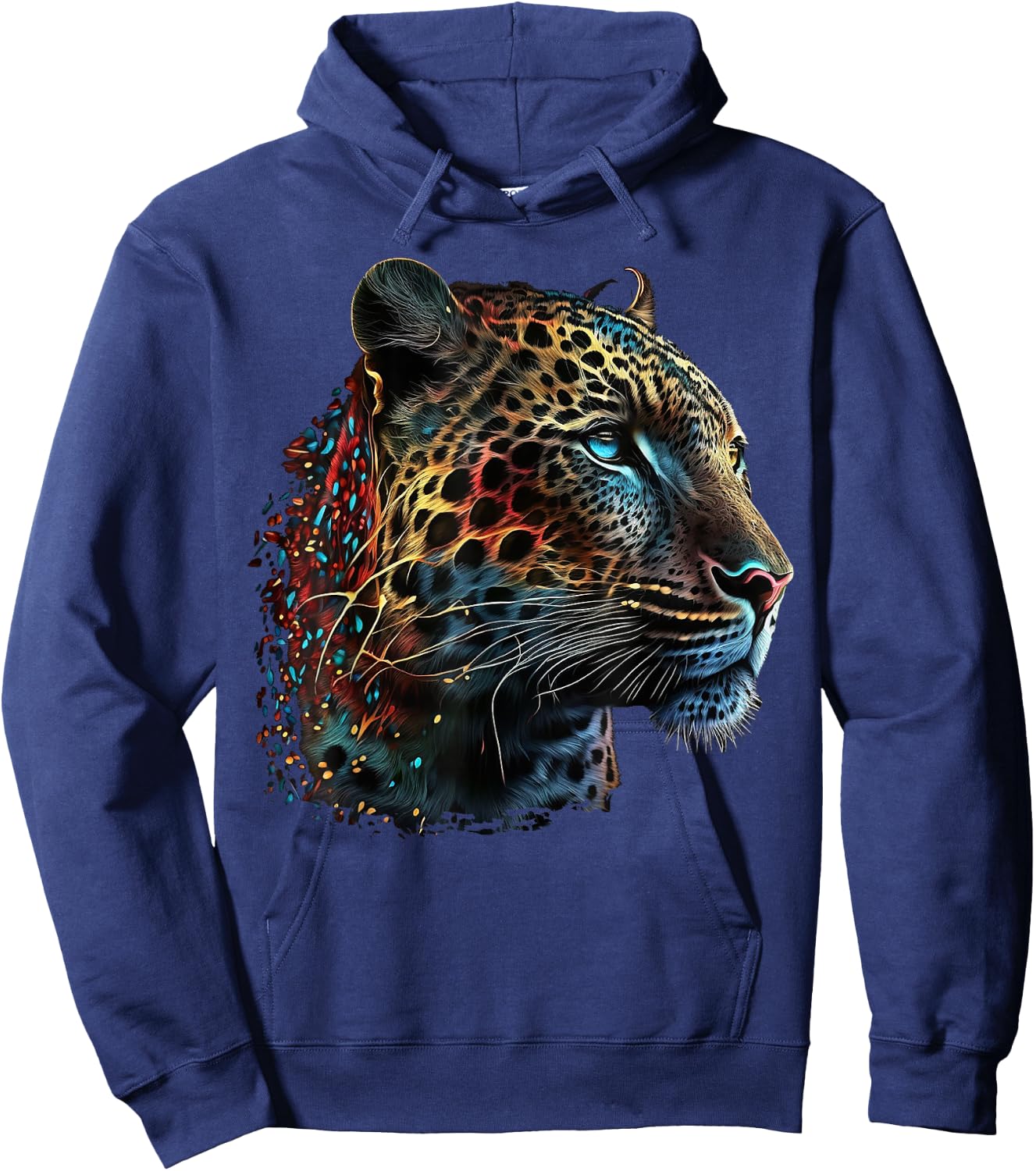 Leopard art animals print motif leopard Hoodie - Hoodie | Navy