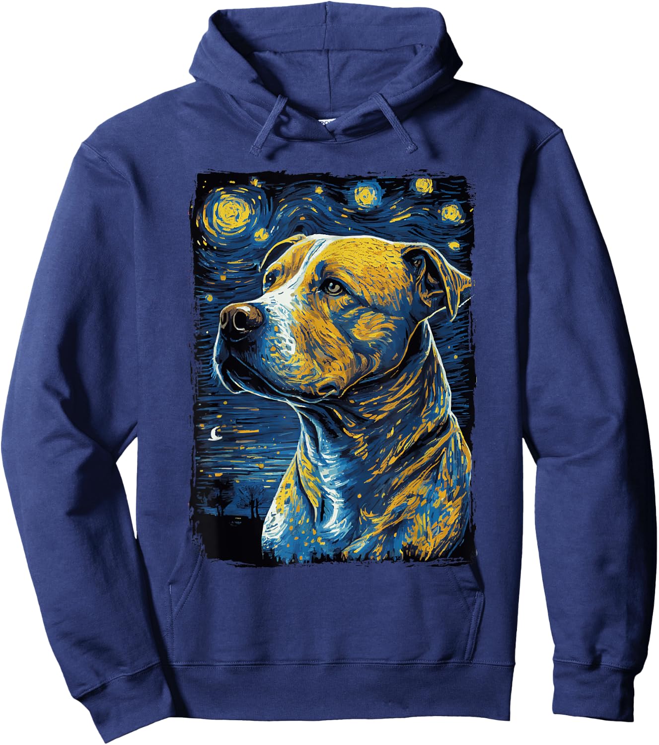 Pitbull Dog Starry Night Men Women Girls Kids Hoodie - Hoodie | Navy