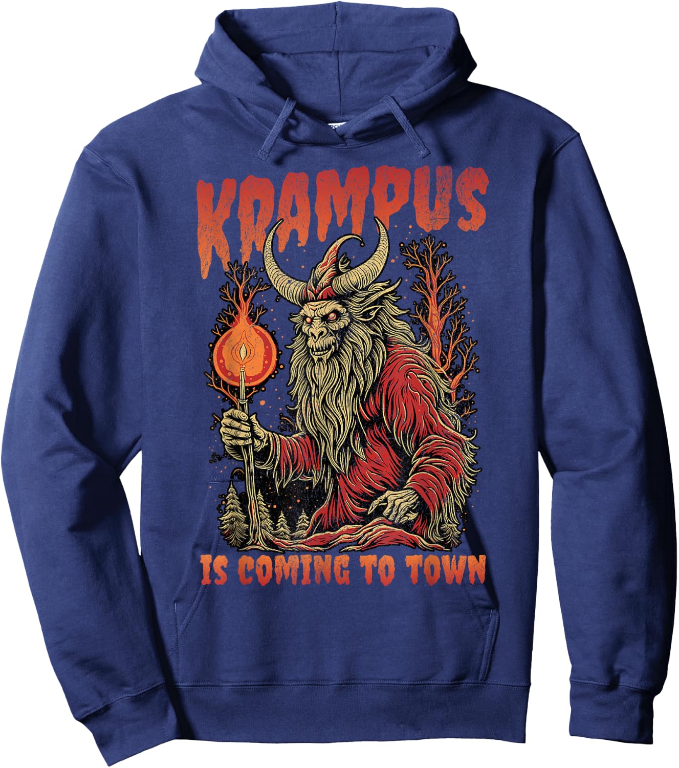 Christmas Krampus Is Coming Hail Santa Clothing Hoodie - Hoodie | Navy