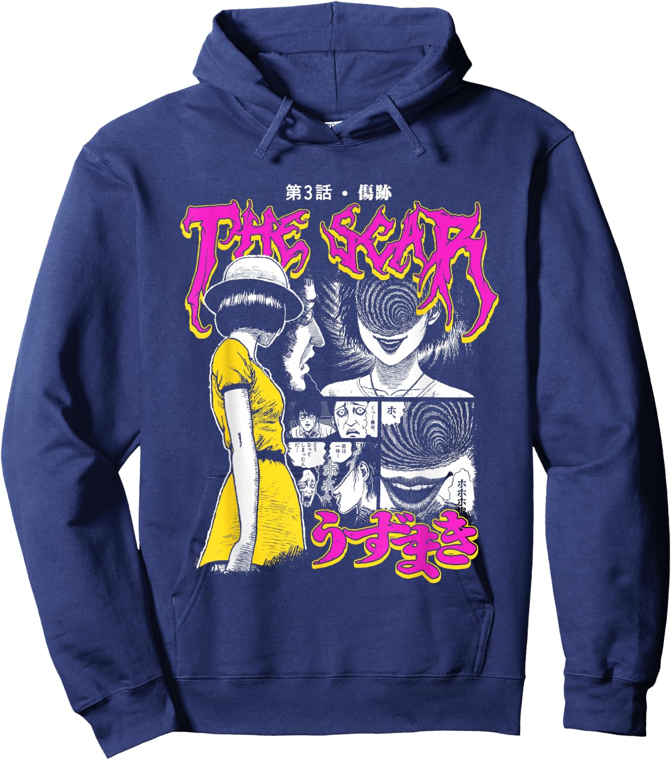 Uzumaki Colorful Scar Graphic Small Hoodie - Hoodie | Navy
