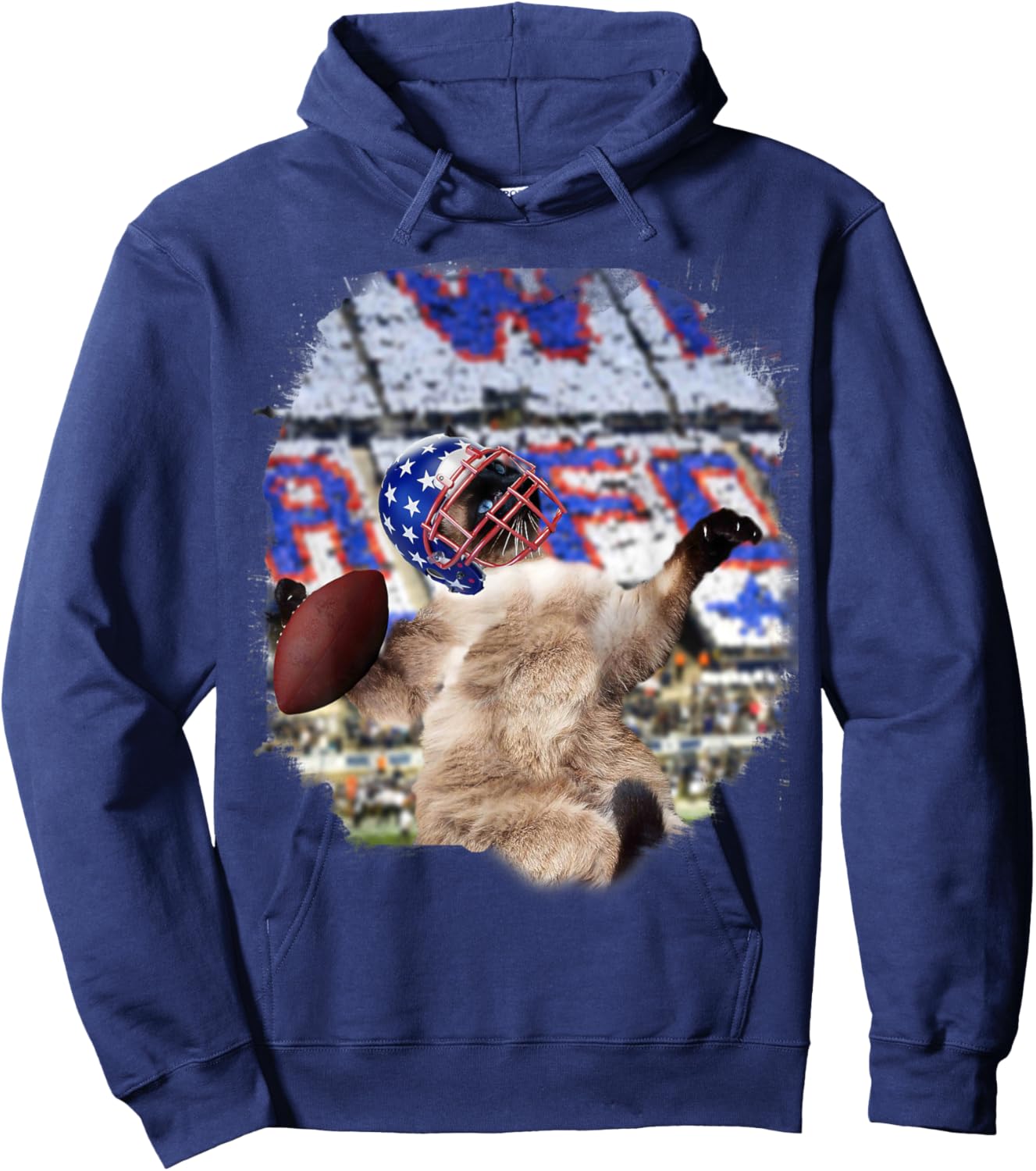 Siamese Cat Playing Football Hoodie - Hoodie | Navy
