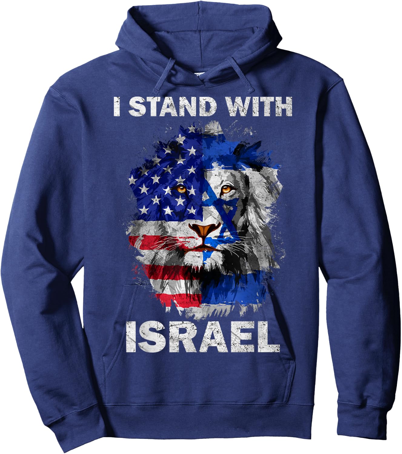I Stand With Israel Vintage USA Israel Flag Hoodie - Hoodie | Navy