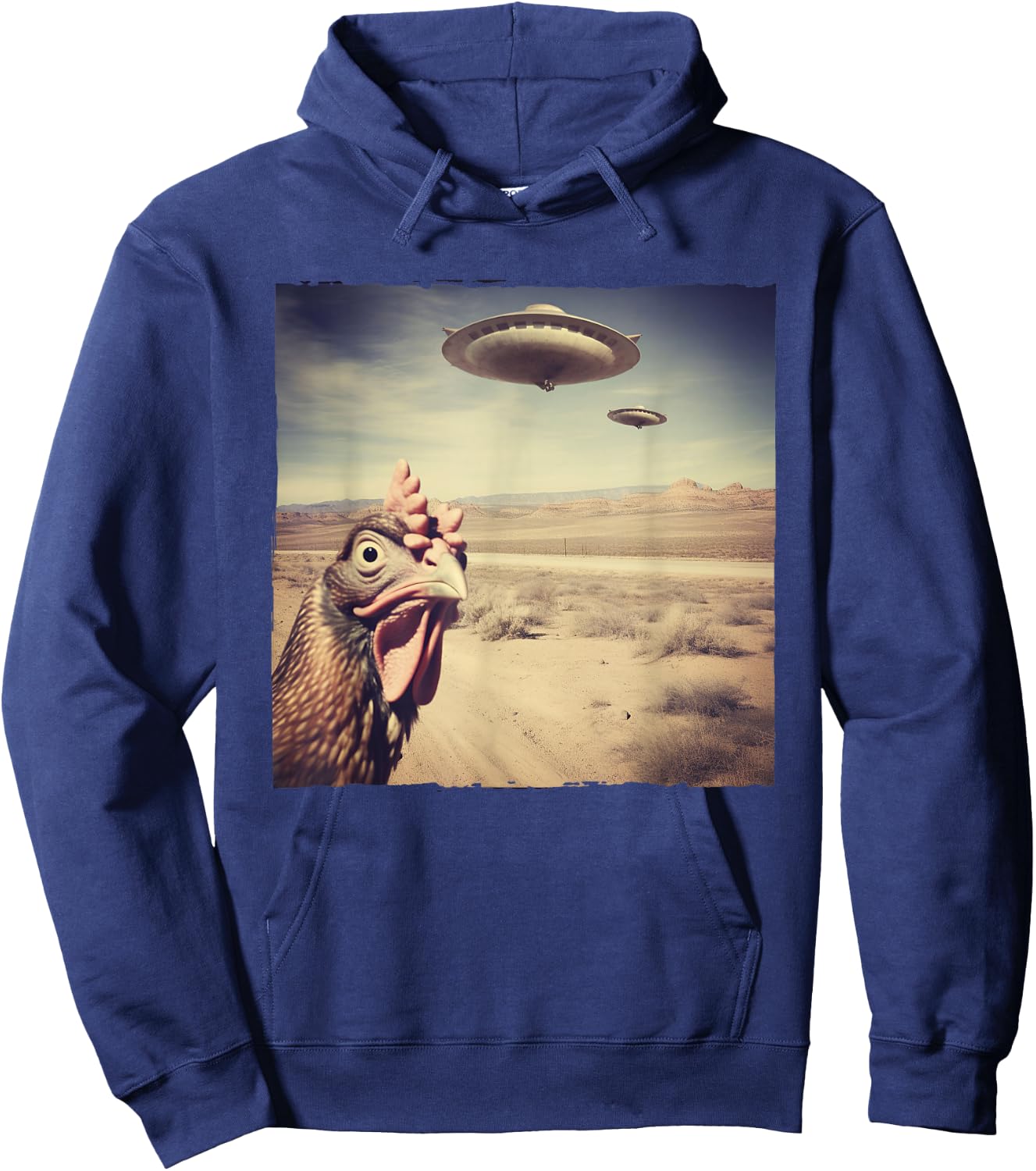 Chicken UFO Alien Flying Saucer Hoodie - Hoodie | Navy