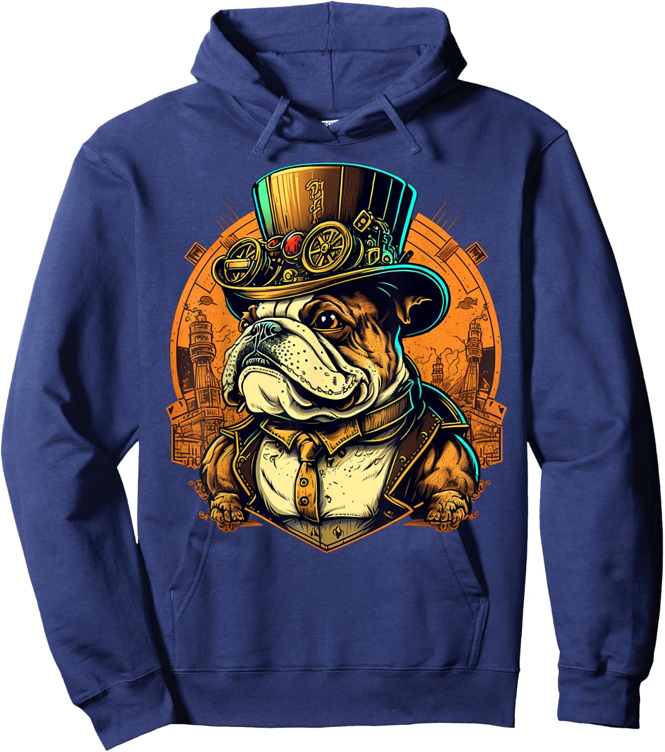 Steampunk Bulldog Women Kids Hoodie - Hoodie | Navy