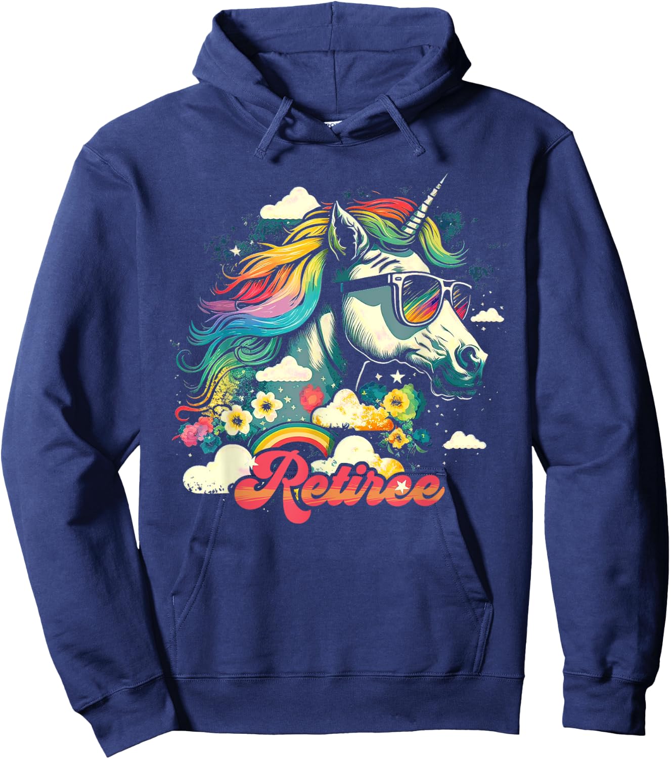 Rainbow Unicorn Retiree | Retirement Hoodie - Hoodie | Navy