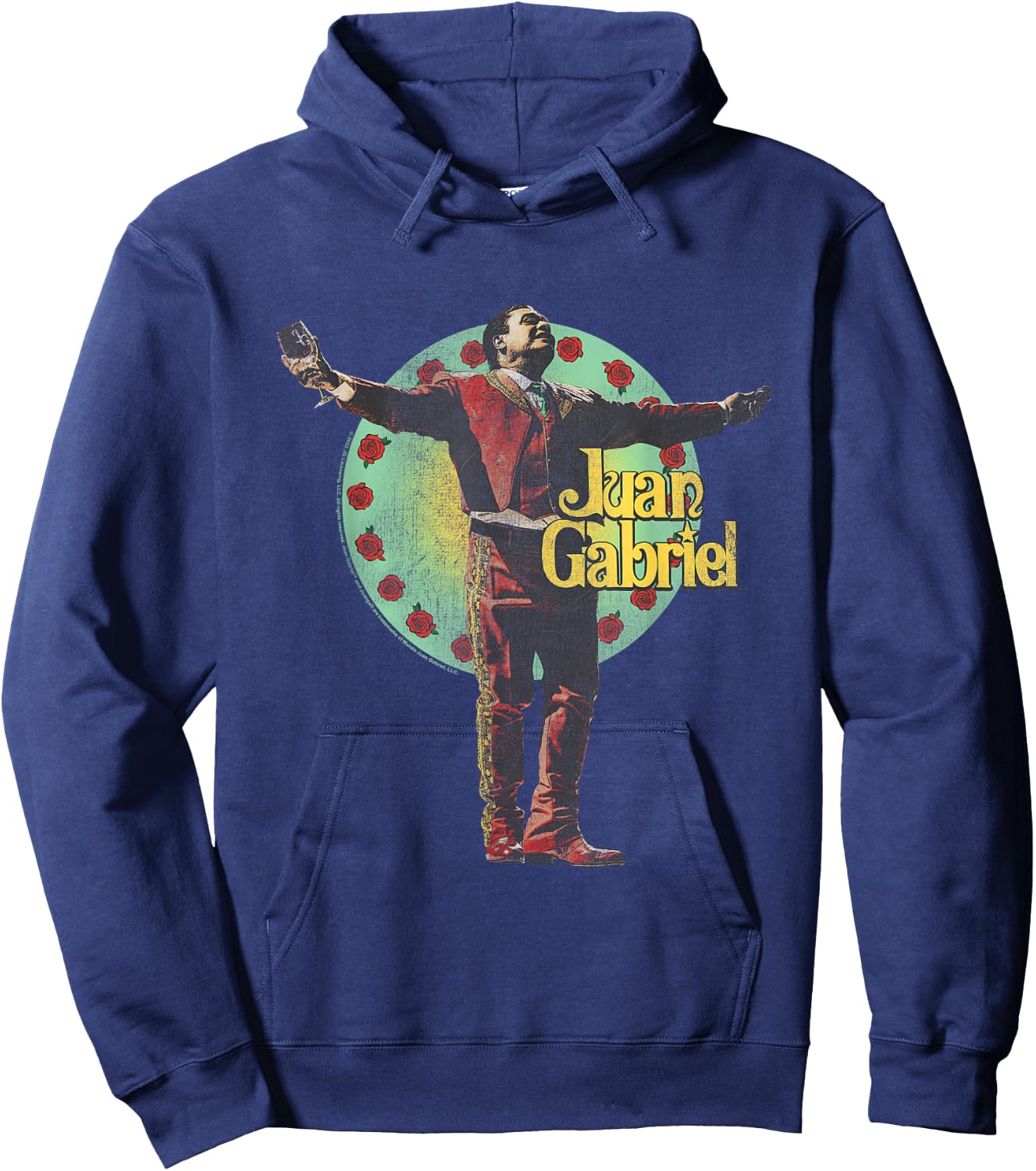 Juan Gabriel Red Suit and Wine Glass Hoodie - Hoodie | Navy