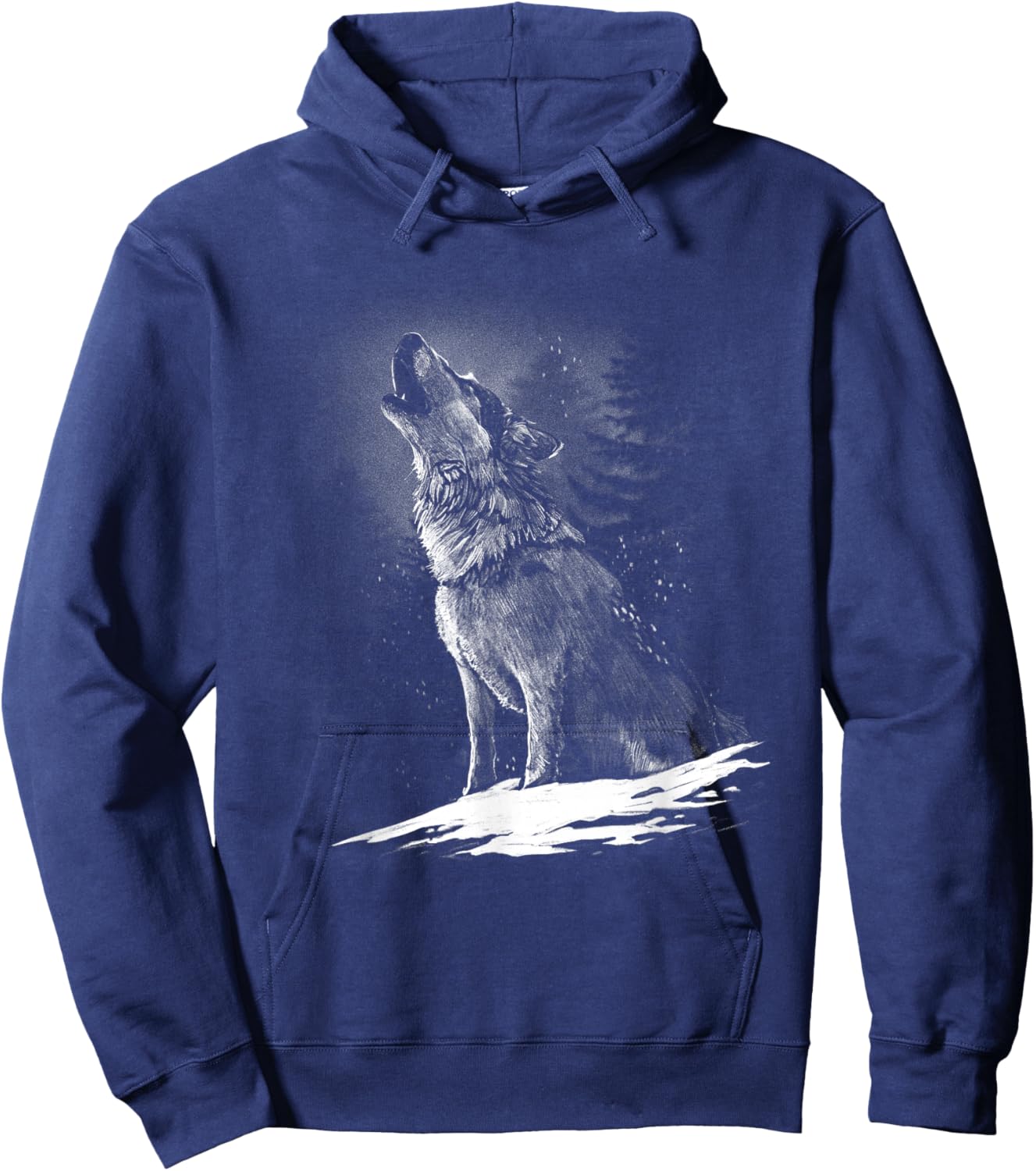 Wolf Hunting Ground, Icy Moon Forest wildlife Hoodie - Hoodie | Navy