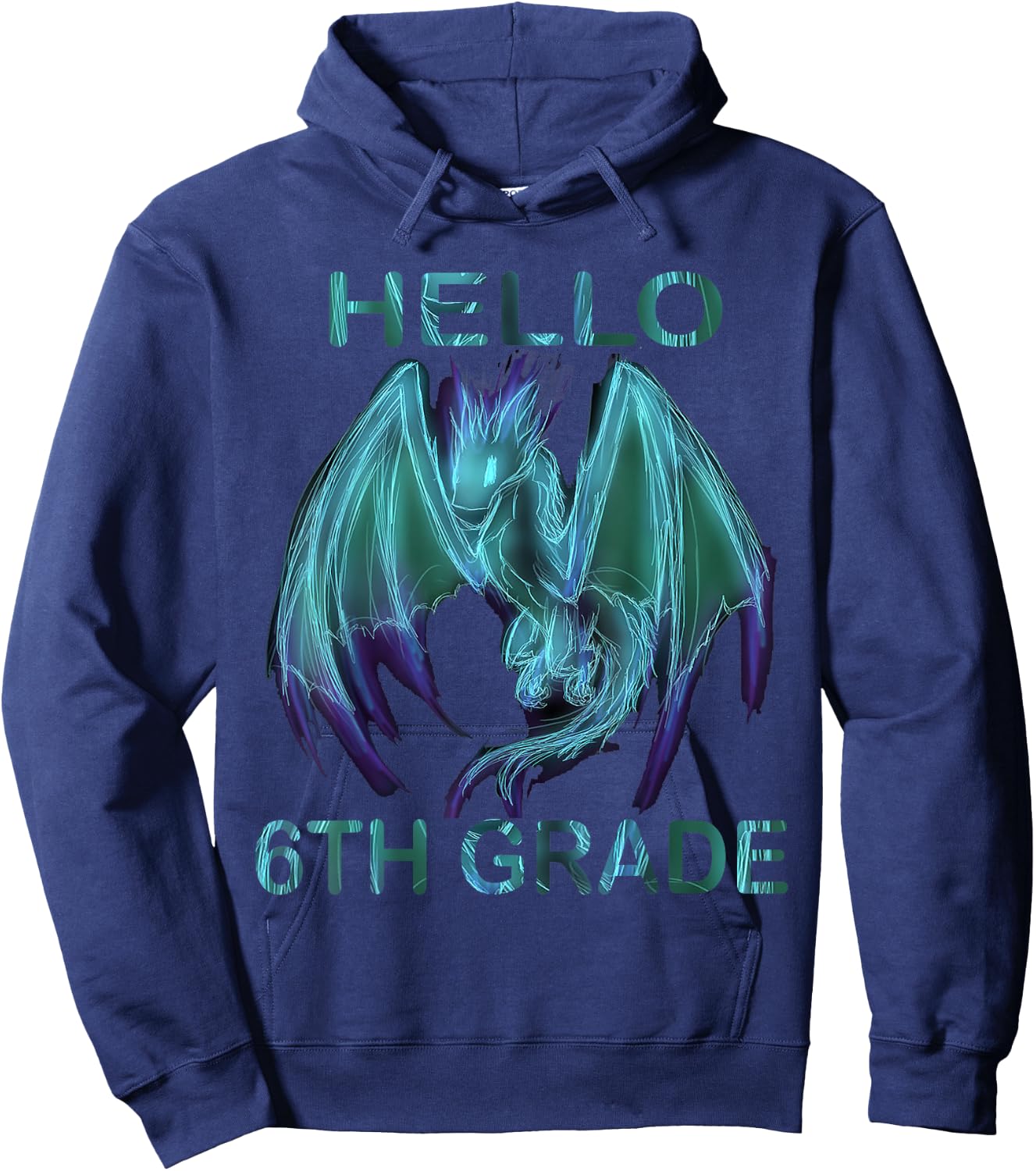 Hello 6th Grade Dragon Hoodie - Hoodie | Navy