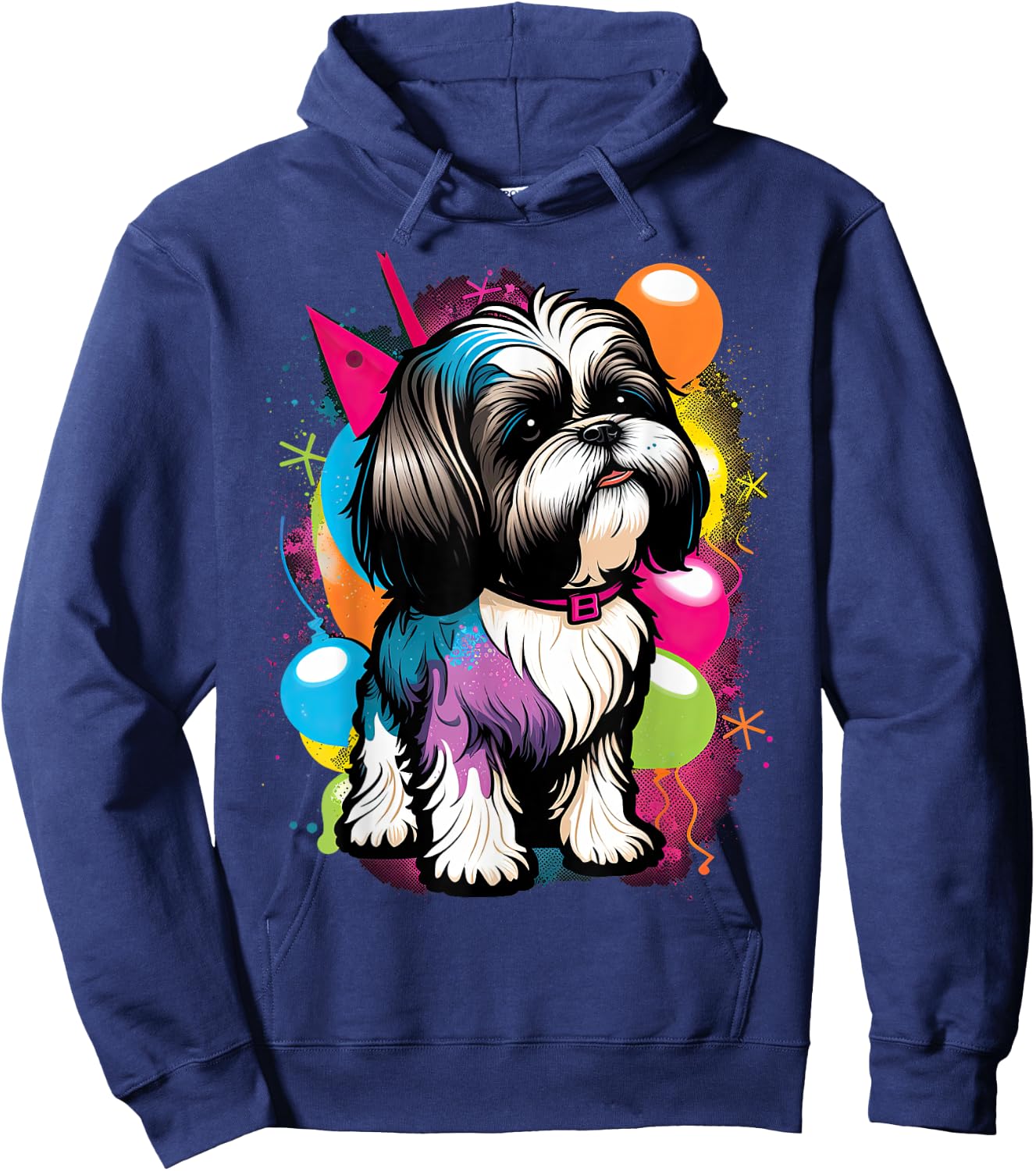Shih Tzu Dog Birthday Party Themed Women Hoodie - Hoodie | Navy