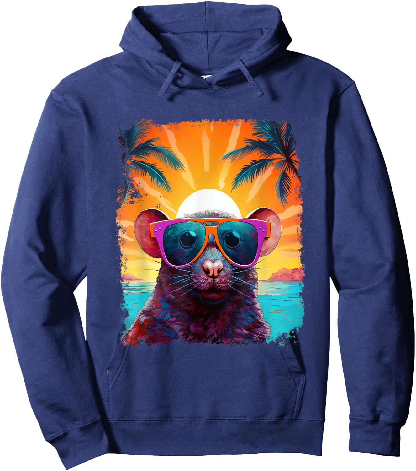 Pop Art Vintage Animal Mouse Hawaiian Hoodie - Hoodie | Navy