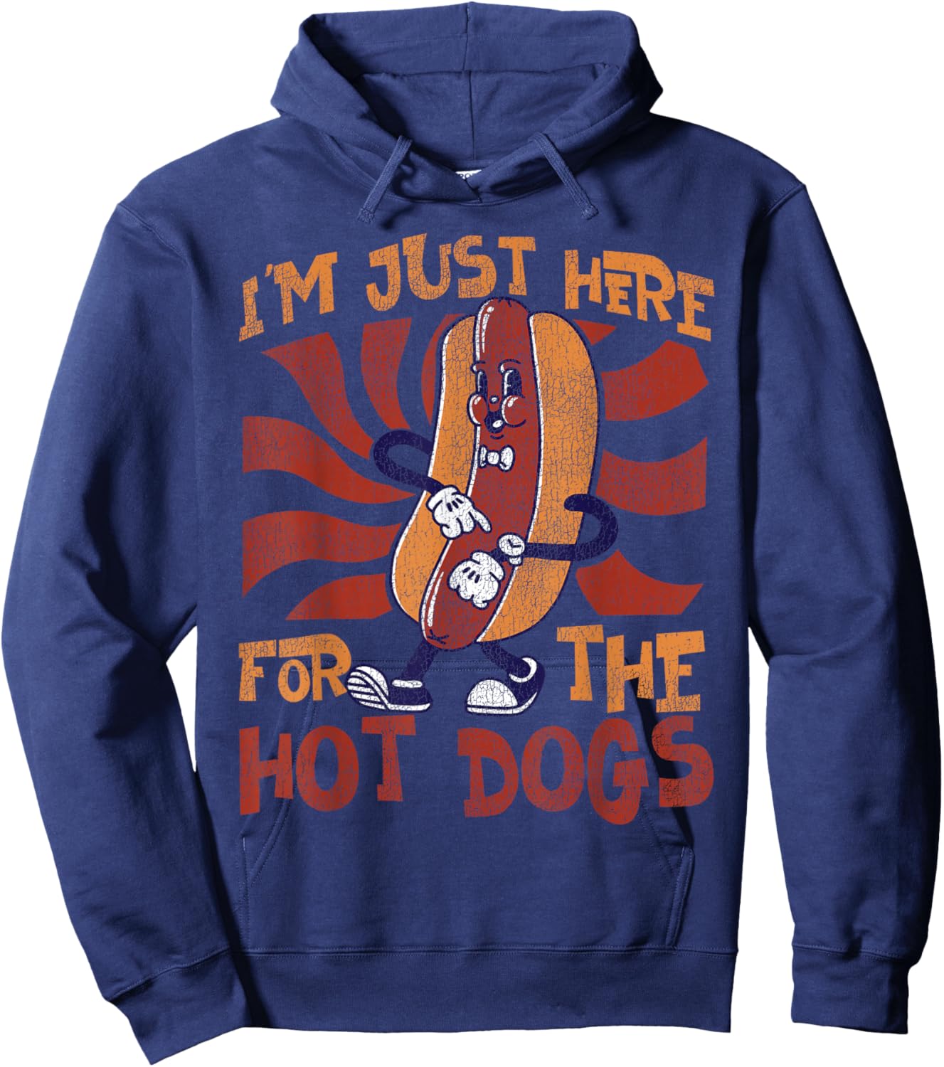 Hot Dog Adult I'm Just Here for The Hot Dogs Hoodie - Hoodie | Navy