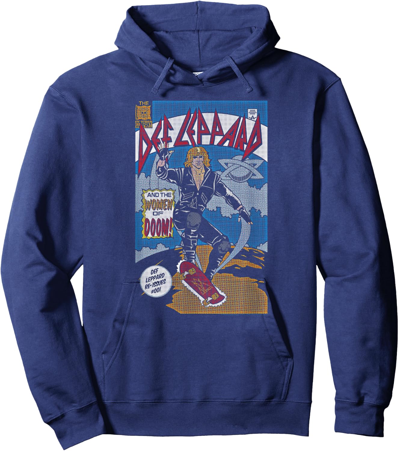 Def Leppard -Adults Comic - Black, Small Hoodie - Hoodie | Navy