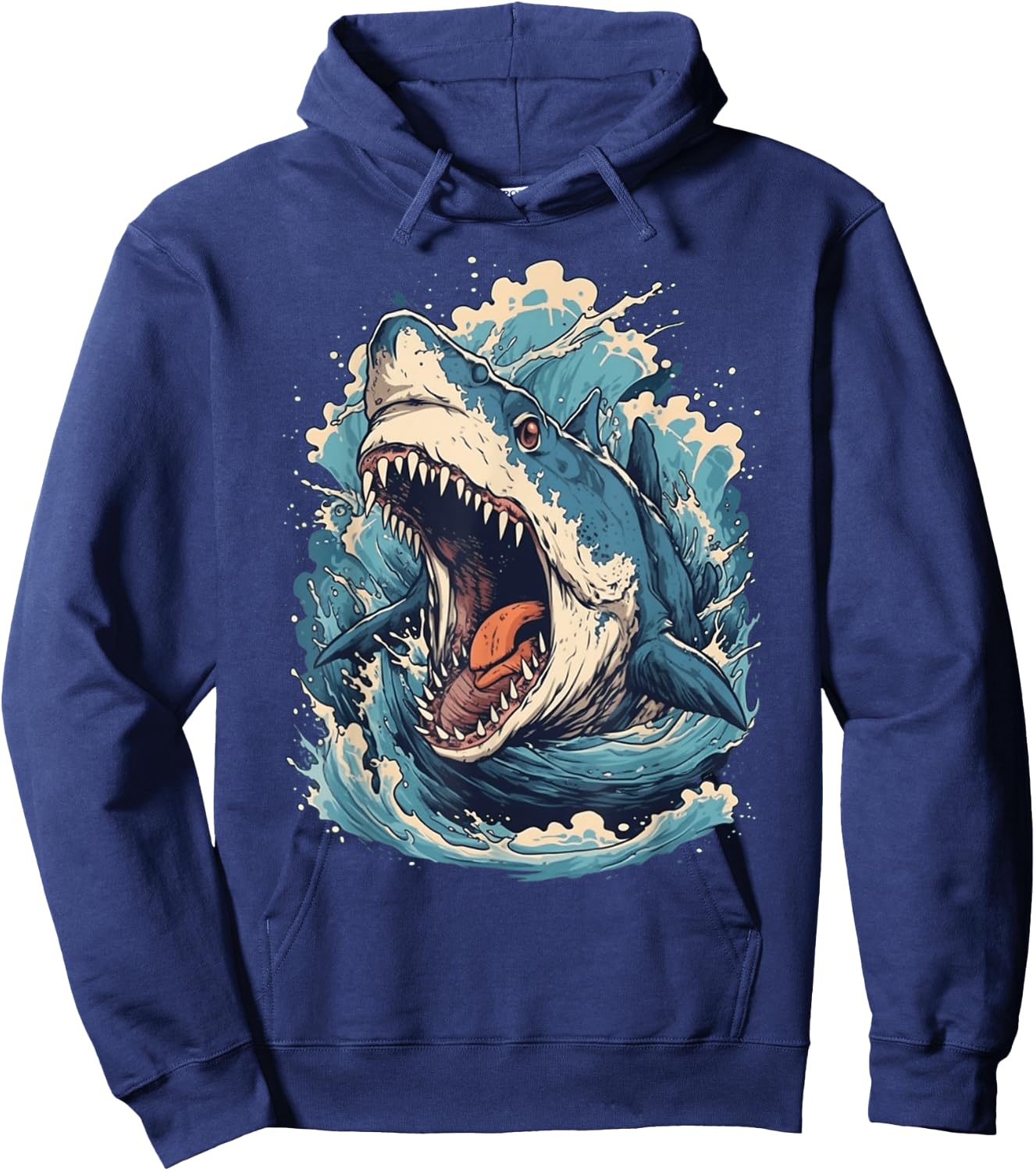 Great White Shark | Shark Lover Graphic Hoodie - Hoodie | Navy