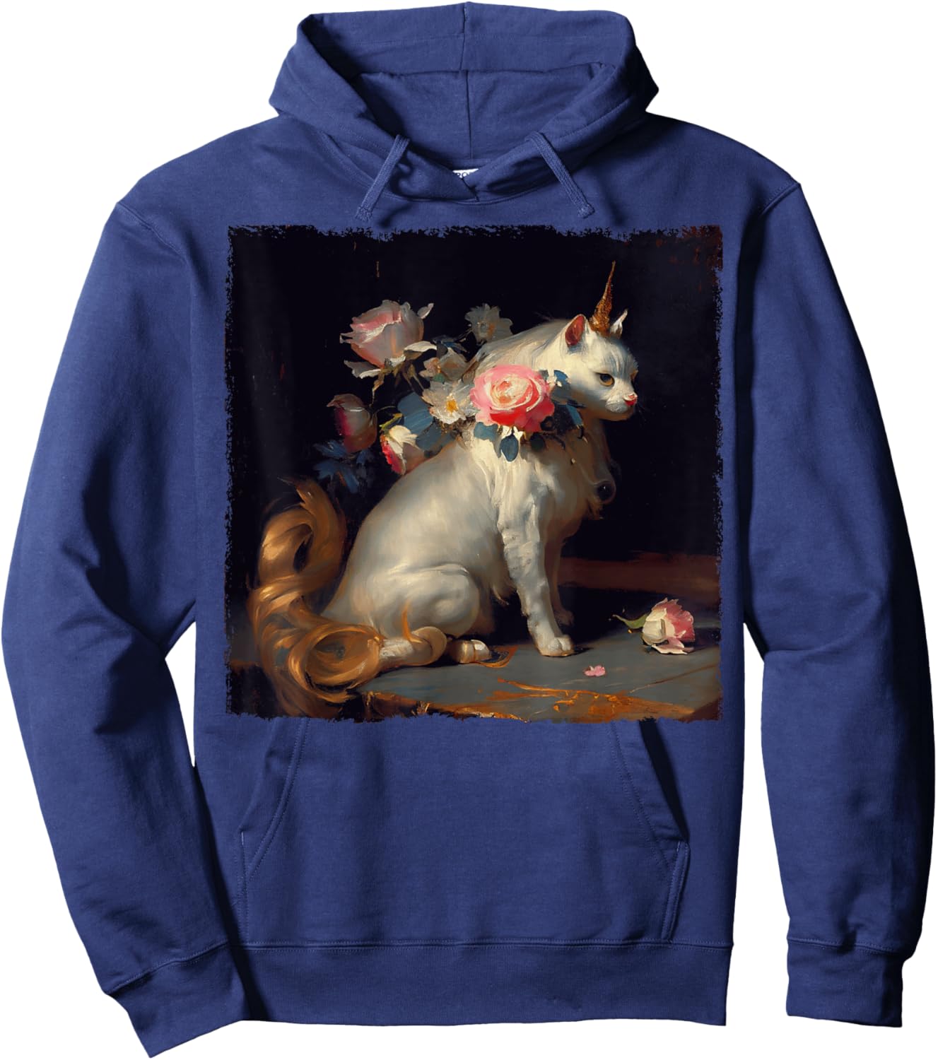 Funny Cat Unicorn Flower for Kids, Women, Men Hoodie - Hoodie | Navy