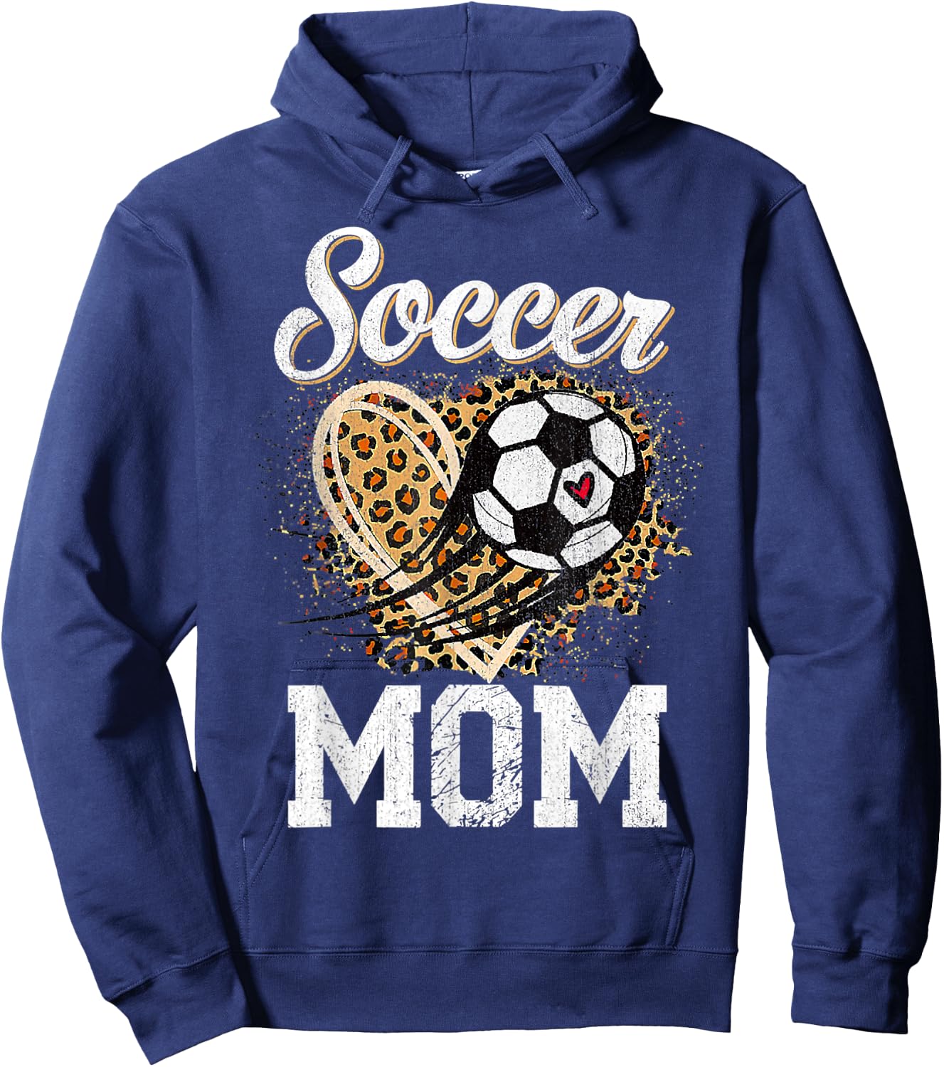 Leopard Soccer Mom Ball Funny Mother's Day Hoodie - Hoodie | Navy