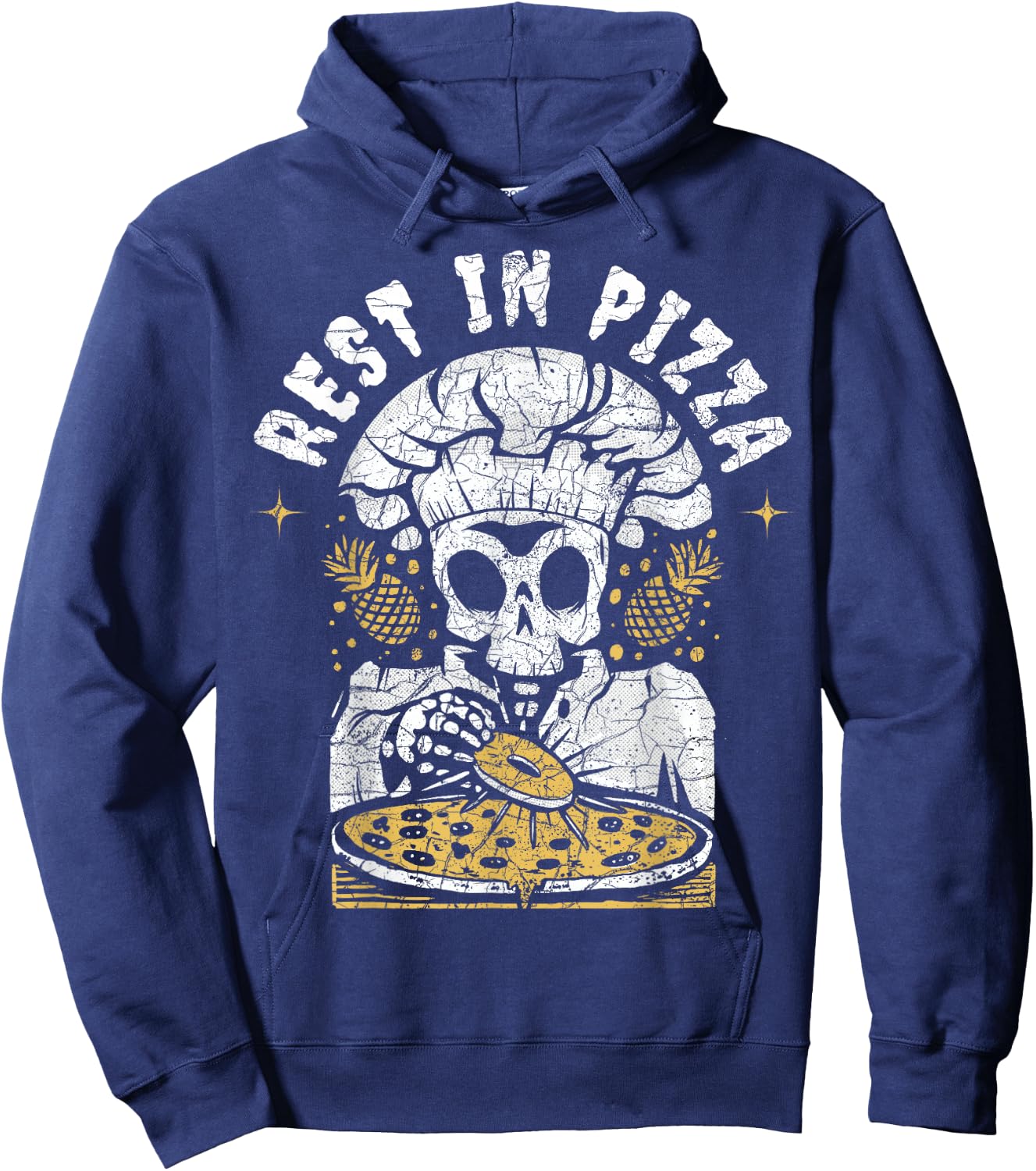 Rest In Pizza Funny Skeleton Halloween Hoodie - Hoodie | Navy
