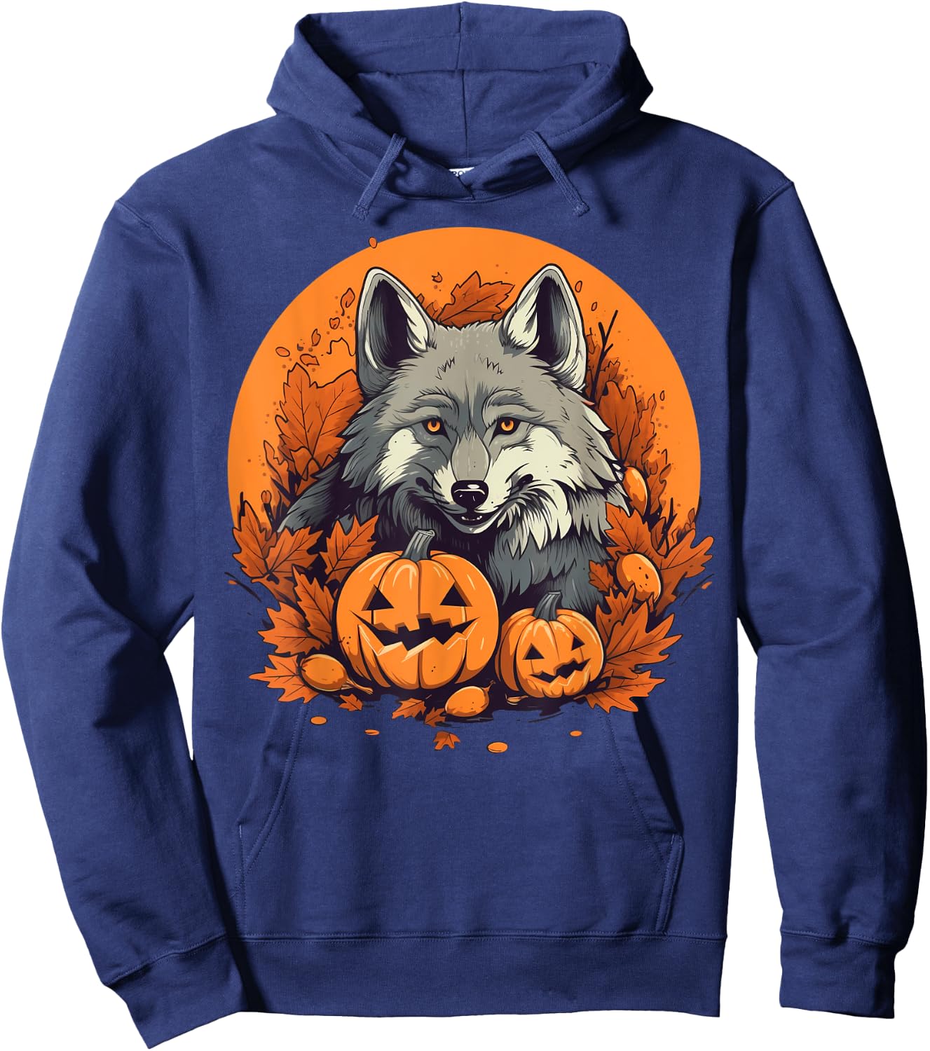 Pumpkin Wolf costume on Wolf Halloween Hoodie - Hoodie | Navy