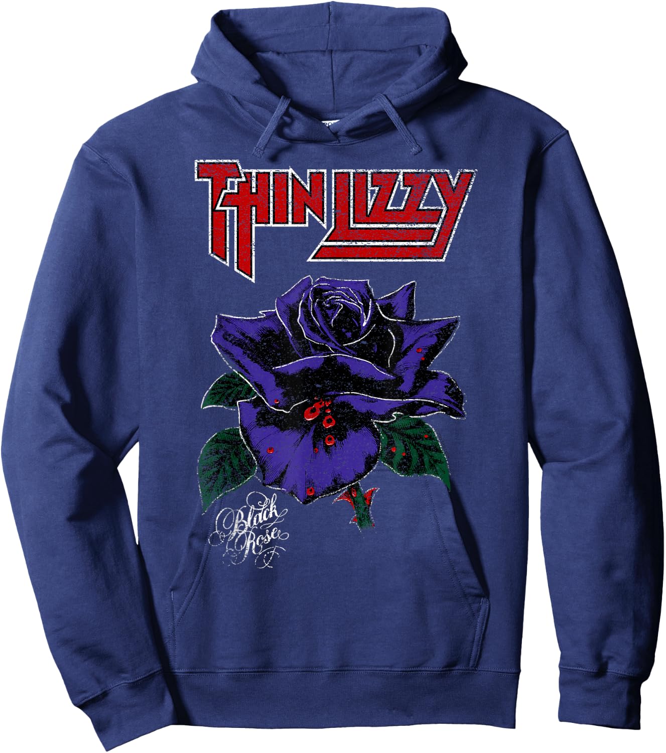 Thin Lizzy – Black Rose On Purple Hoodie - Hoodie | Navy