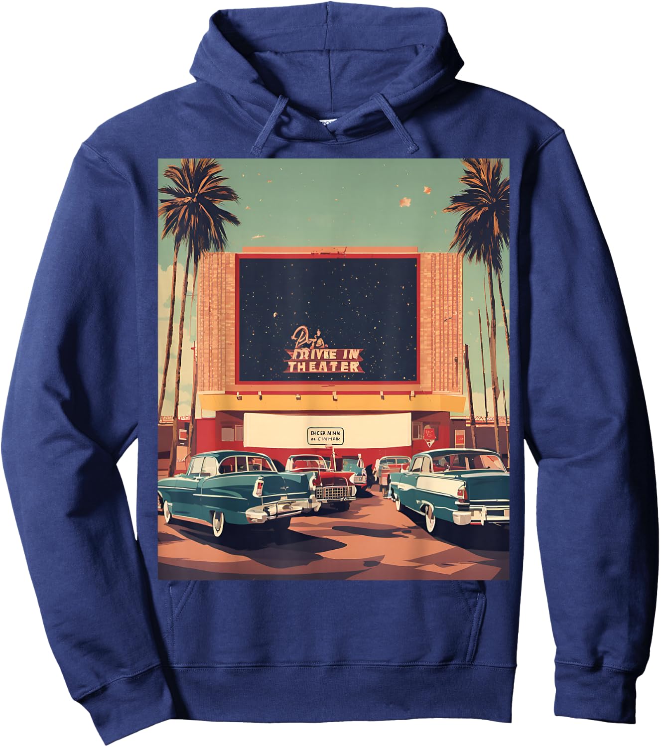 Retro Drive-in Theater Vintage Movies Graphic Hoodie - Hoodie | Navy