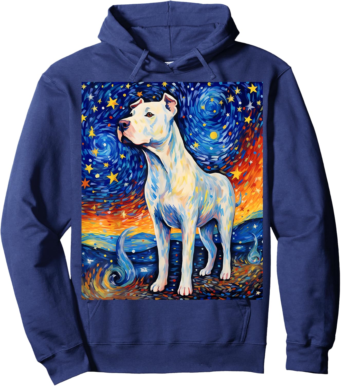 Surreal Starry Night Dogo Argentino Dog Hoodie - Hoodie | Navy