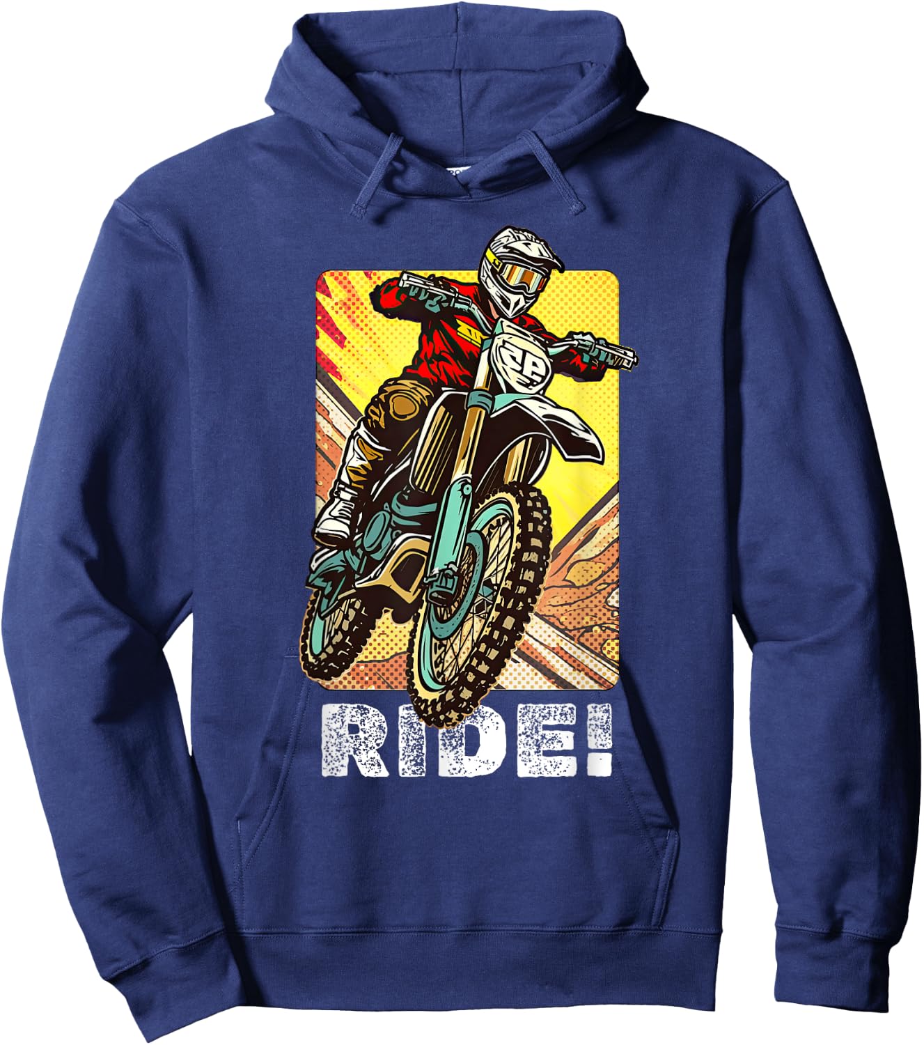 Motocross Dirt Bike Rider Vintage Dirt Bike Hoodie - Hoodie | Navy