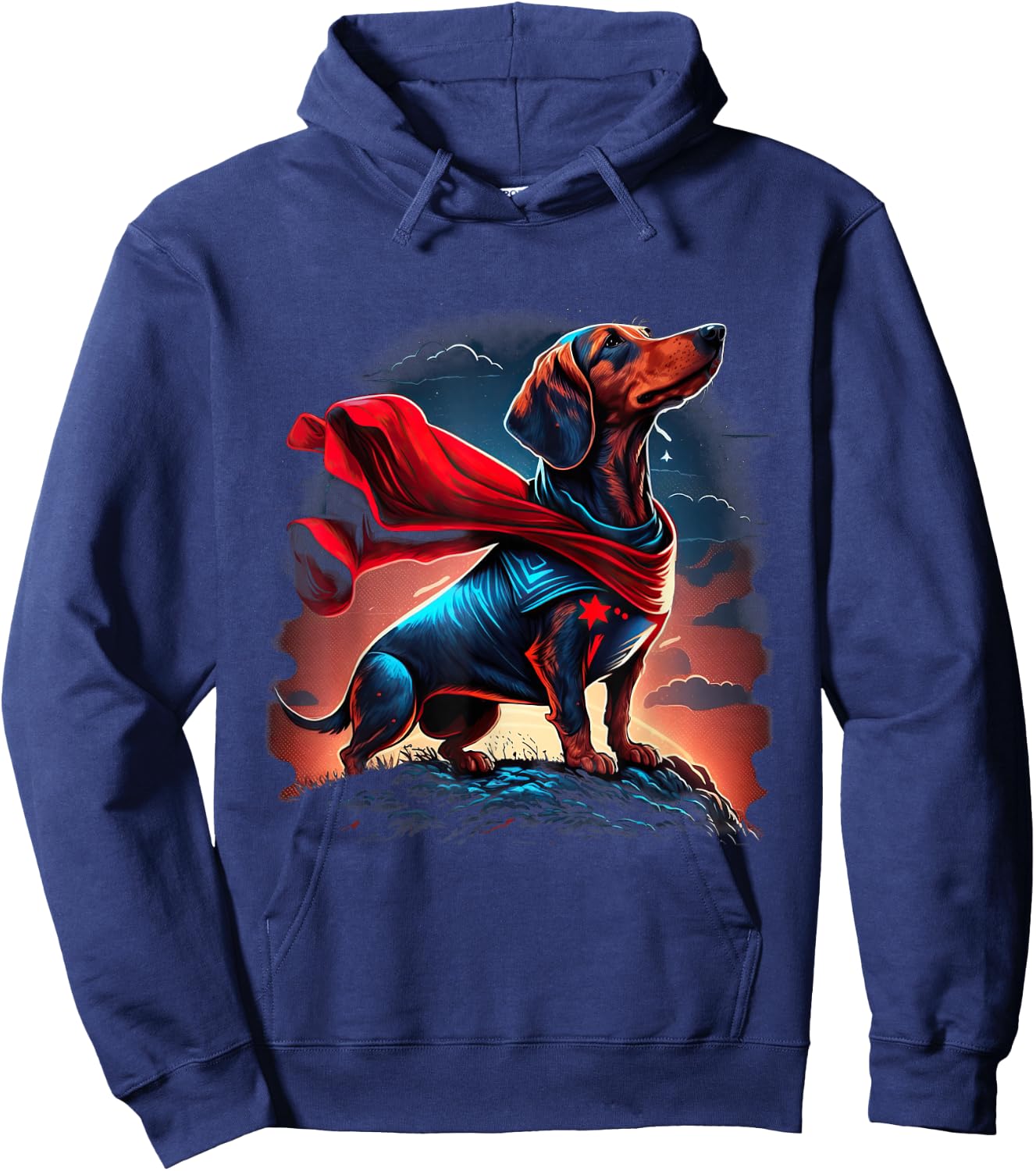 Super Power Superhero Dachshund Dog Hoodie - Hoodie | Navy