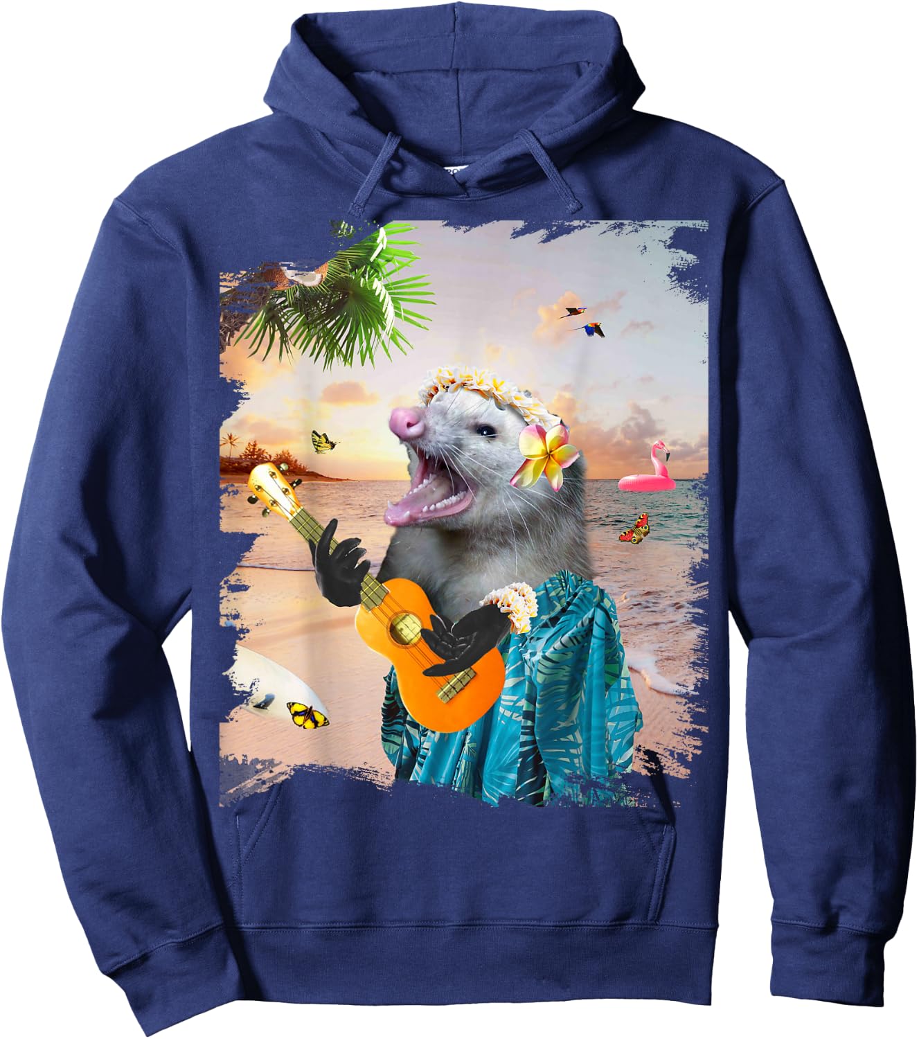 Aloha Hawaiian Possum Opossum Beach Funny Hoodie - Hoodie | Navy