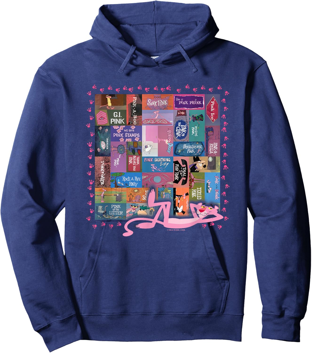 Pink Panther Vintage Titles Small Hoodie - Hoodie | Navy