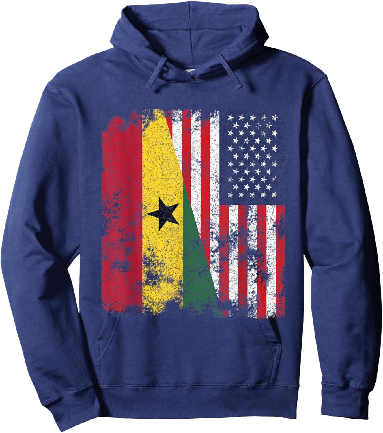 Ghana USA Flag Distressed - Half American Hoodie - Hoodie | Navy