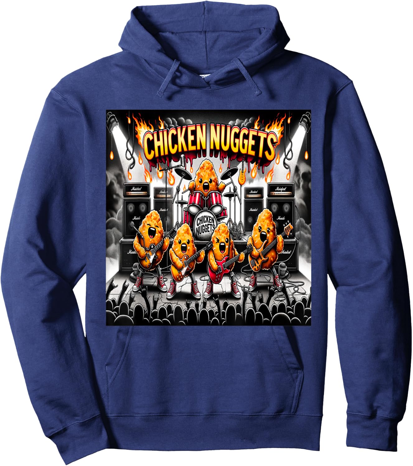 Chicken Nuggets Heavy Metal World Tour Hoodie - Hoodie | Navy