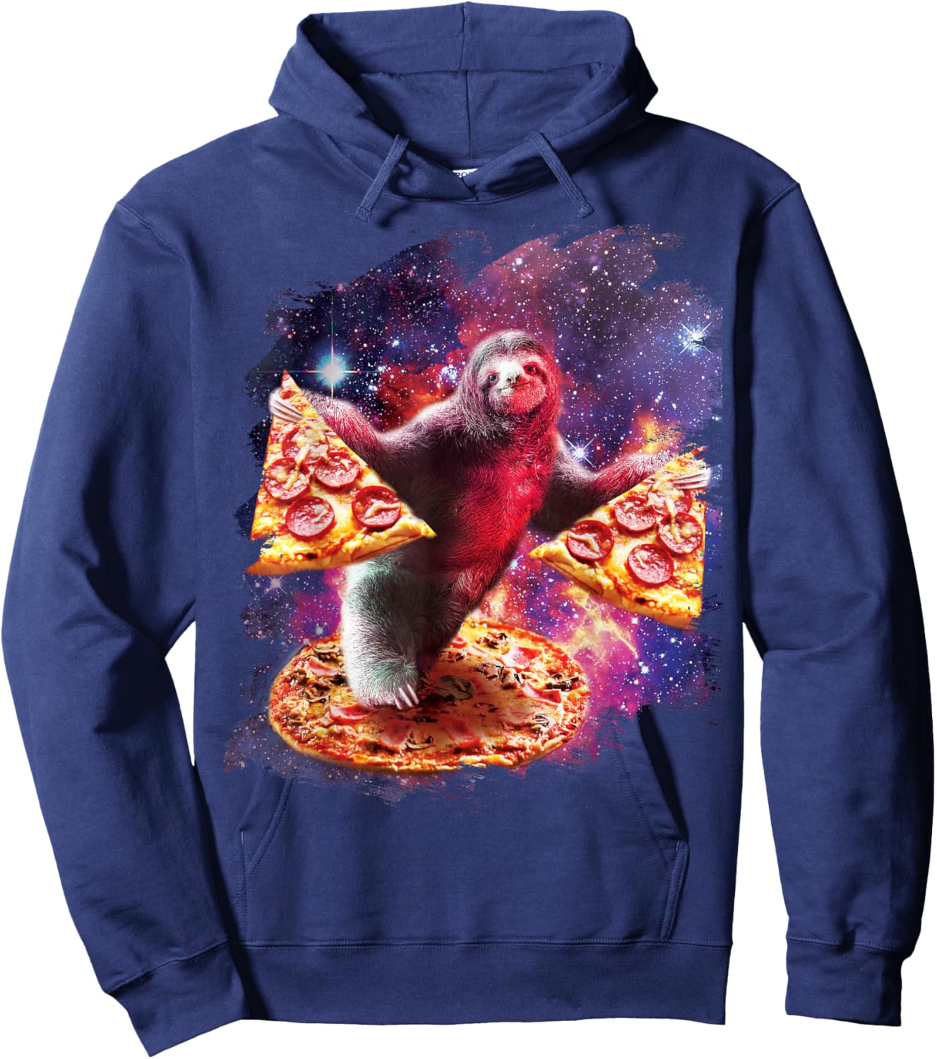 Trippy Space Sloth Turtle - Sloth Pizza Hoodie - Hoodie | Navy