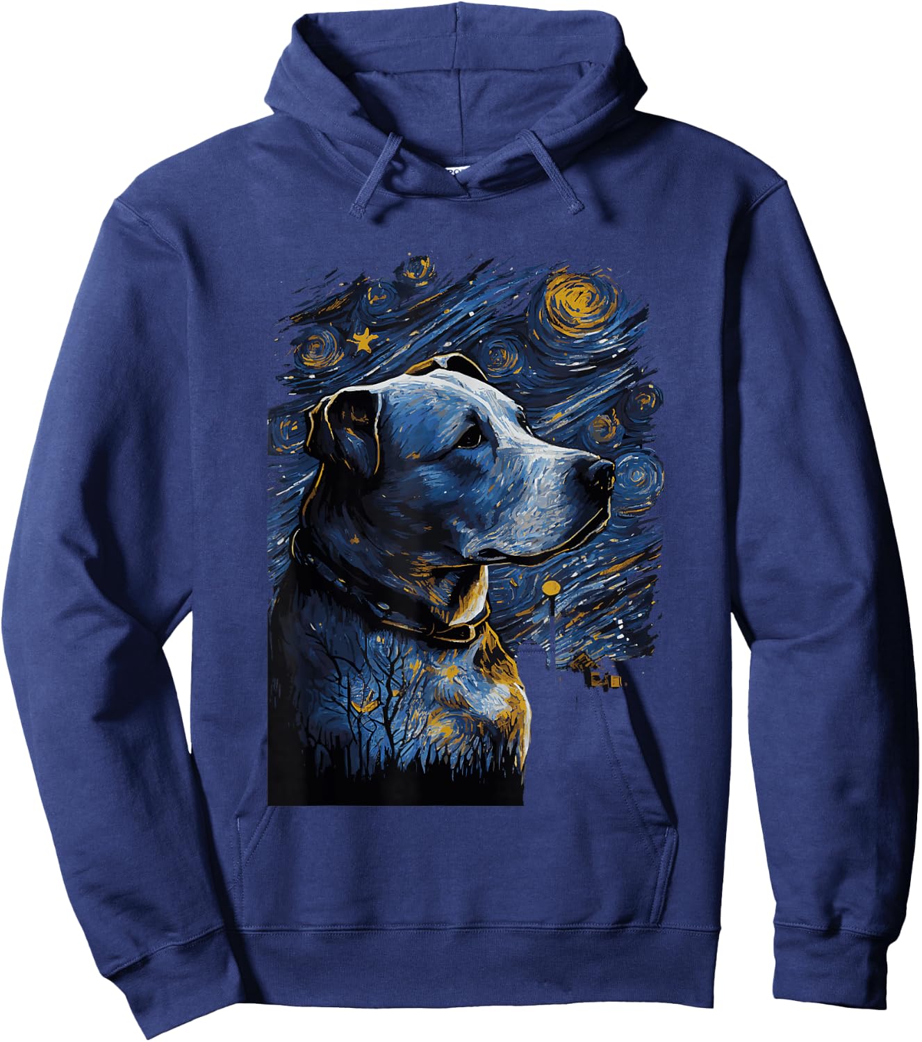 Pitbull Starry Night Dog Hoodie - Hoodie | Navy