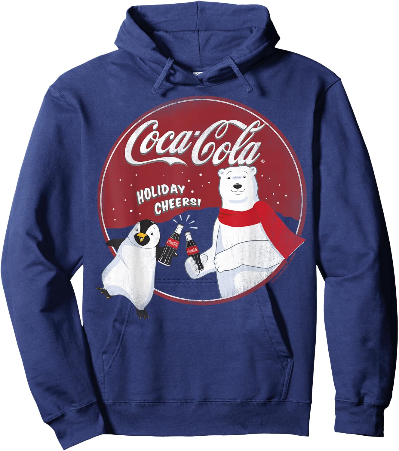 Coca-Cola Holiday Cheers Polar Bear Circle Logo Hoodie - Hoodie | Navy