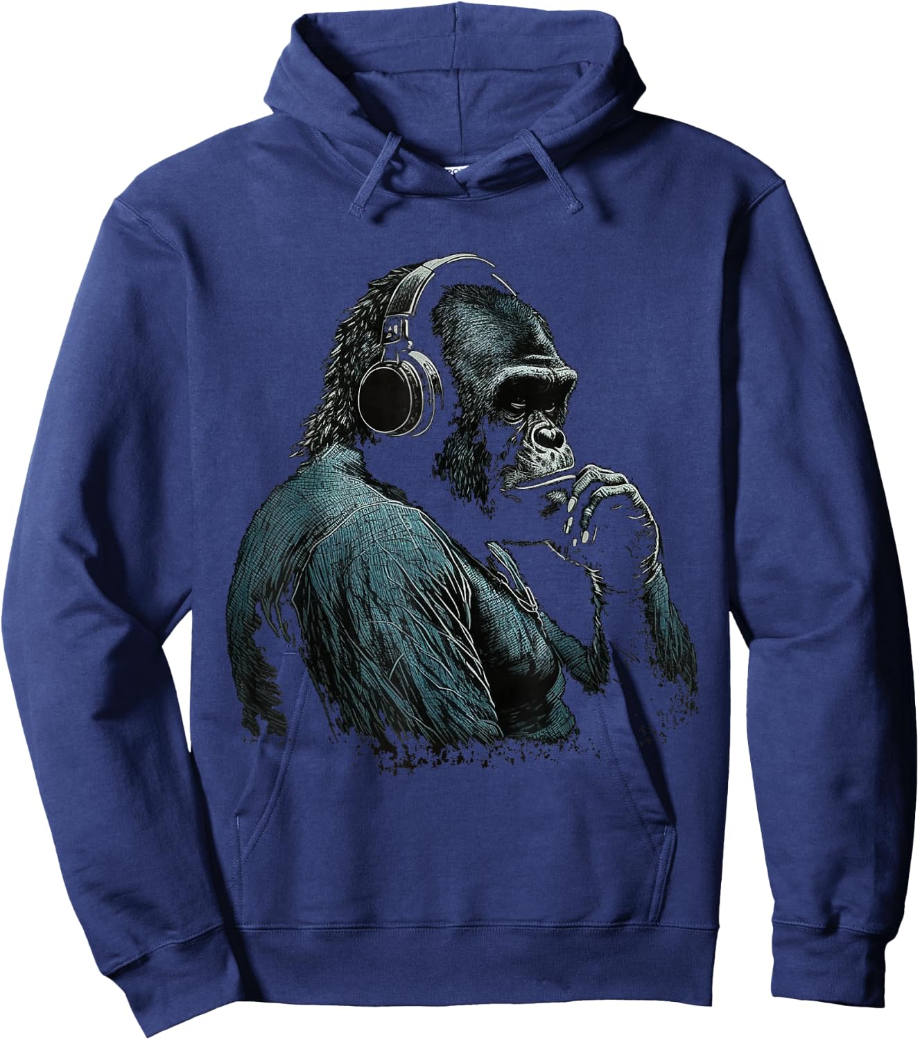 Gorilla Music Artwork Monkey Art Animal Hoodie - Hoodie | Navy