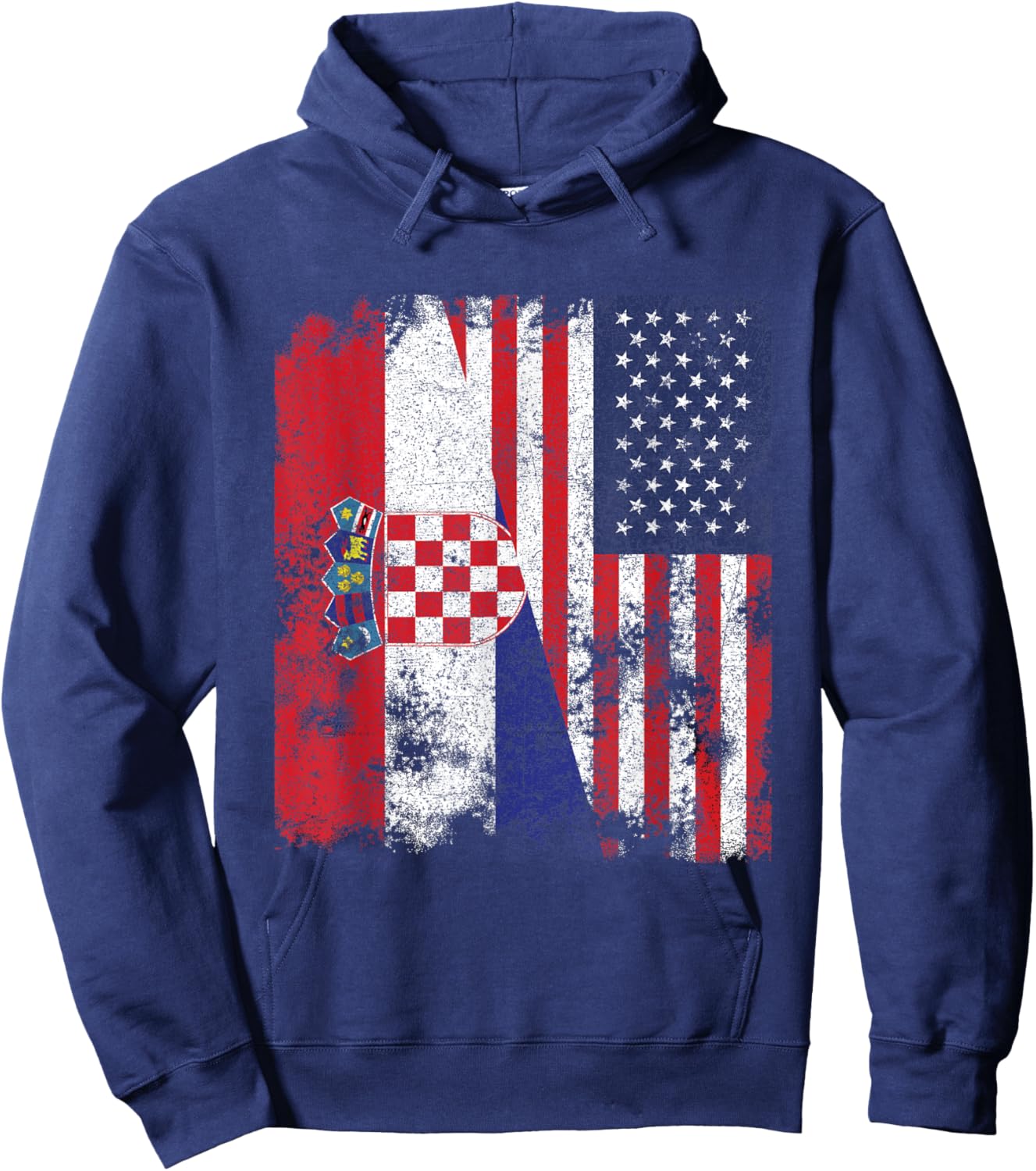 Croatia USA Flag Distressed - Half American Hoodie - Hoodie | Navy