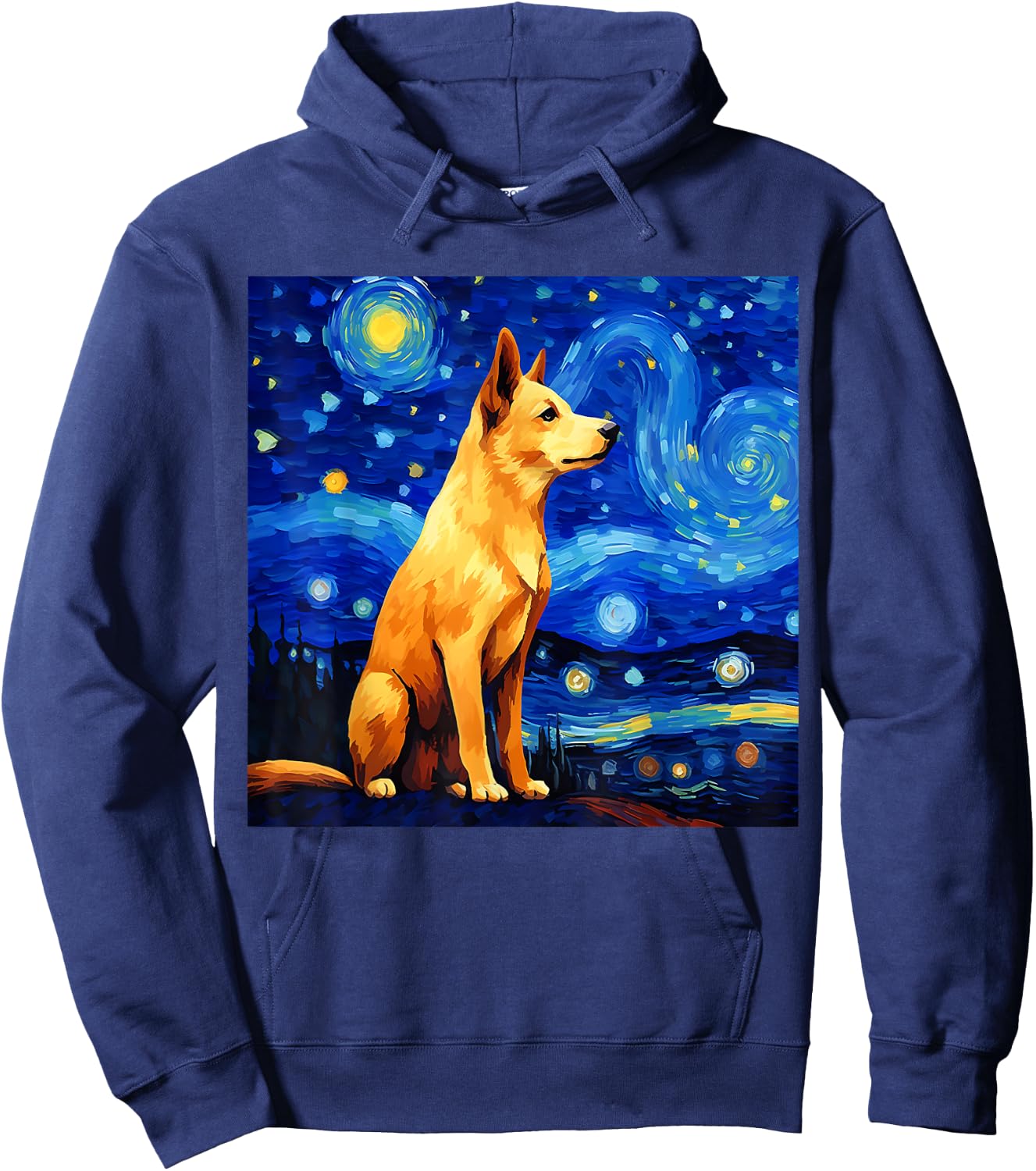 Surreal Starry Night Jindo Dog Hoodie - Hoodie | Navy